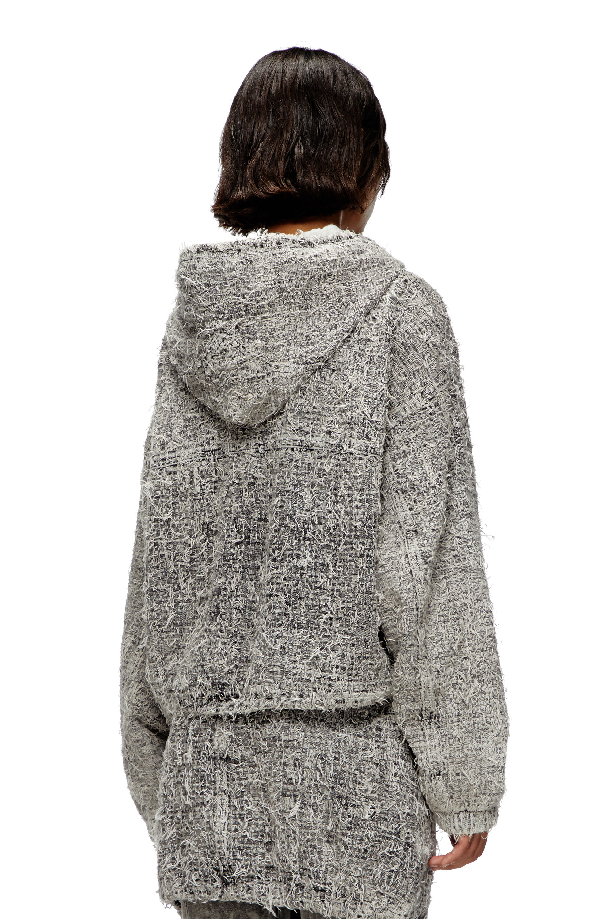 Diesel - DE-FLOW-S1, Female's Hooded jacket in bouclé denim in グレー - 5