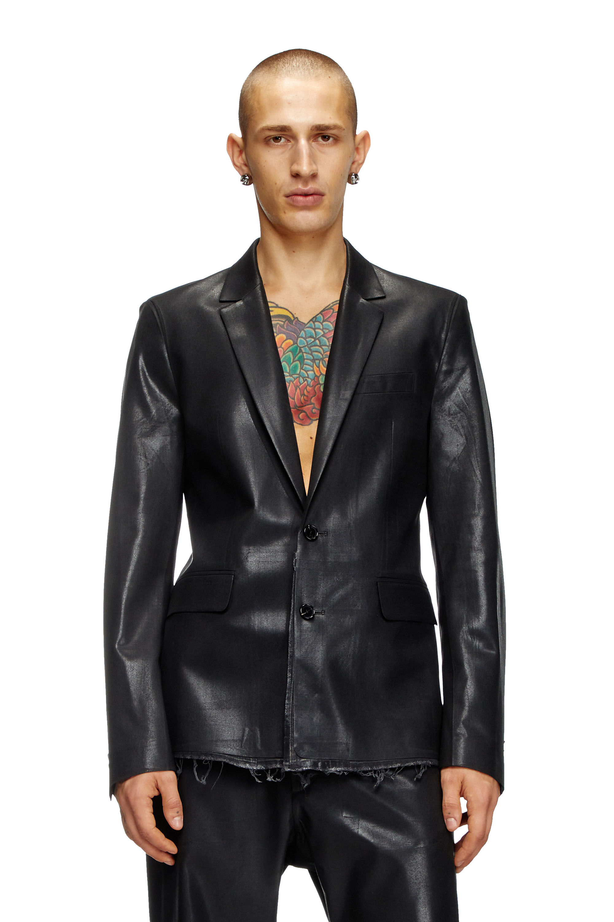 J-PHONIX-DENIM Suit jacket with coated front｜ブラック｜メンズ｜DIESEL