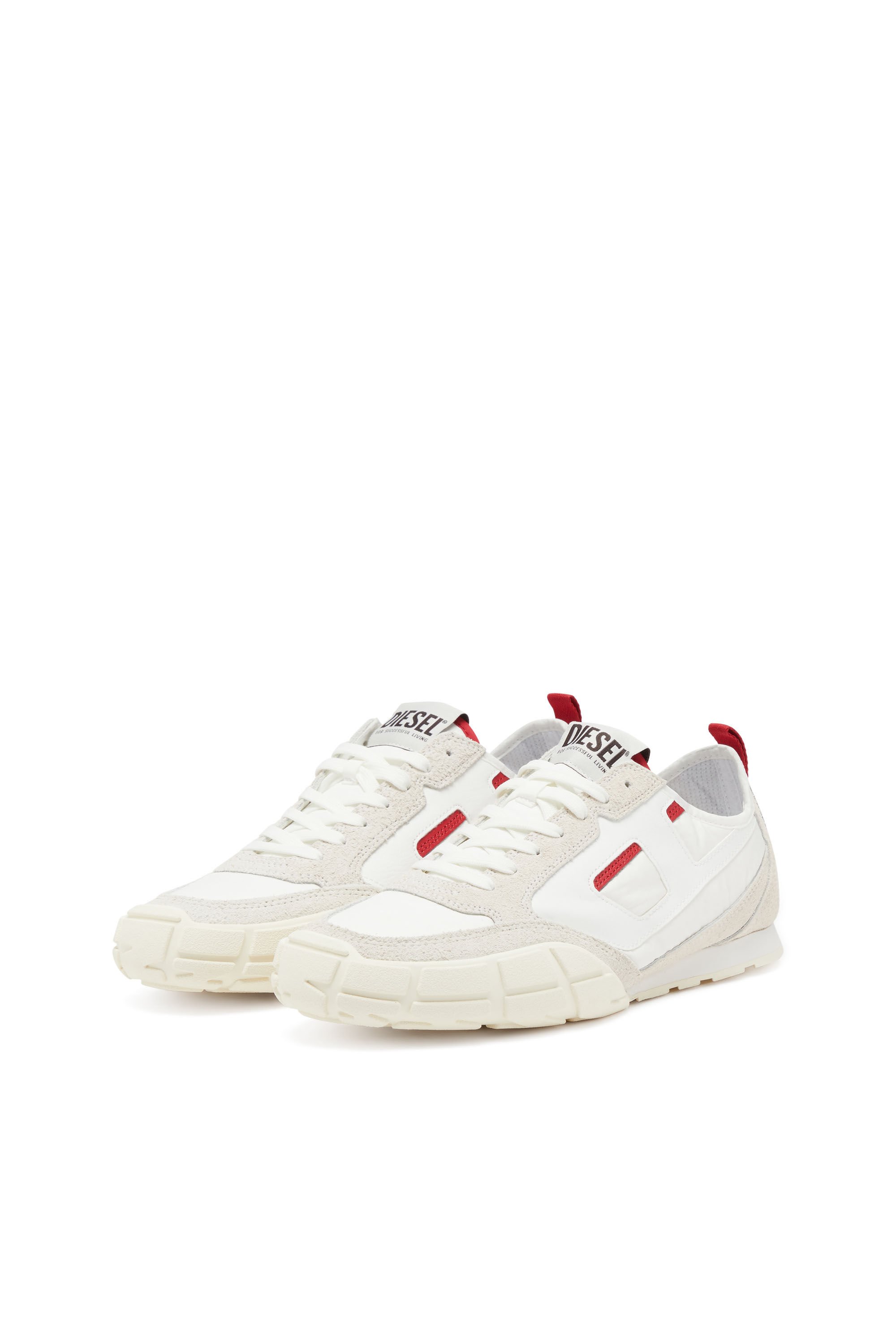Diesel - S-PAGODHA LOW, Male's S-Pagodha-Sneakers in leather, suede and ripstop in ホワイト/レッド/ブルー - 9