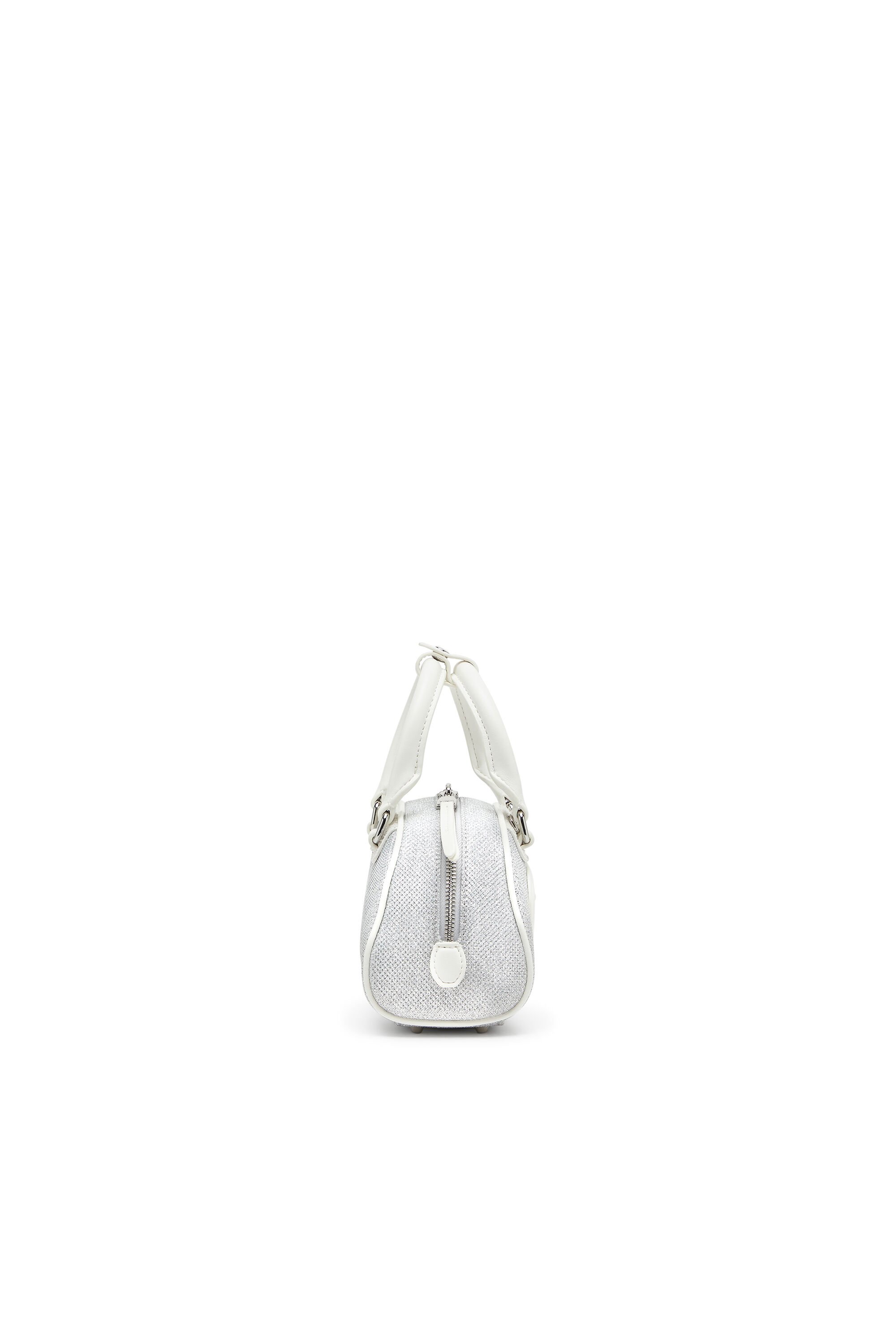 Diesel - 1DR DOME CROSSBODY, Female's 1DR Dome-Mini bowling bag in lurex fabric in ホワイト/グレー - 3