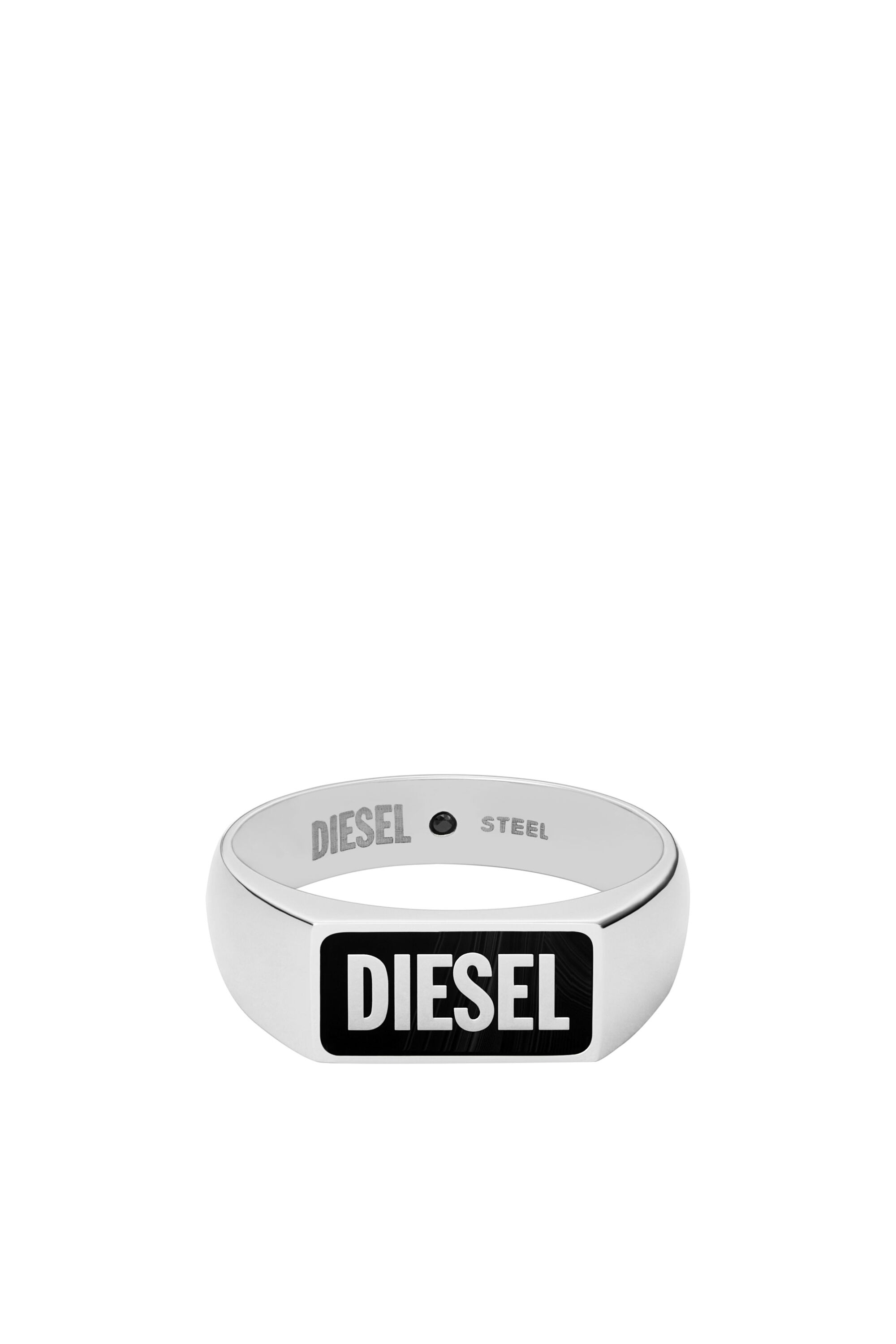 Diesel - DX1512, Male's Black agate signet ring in シルバー - 2