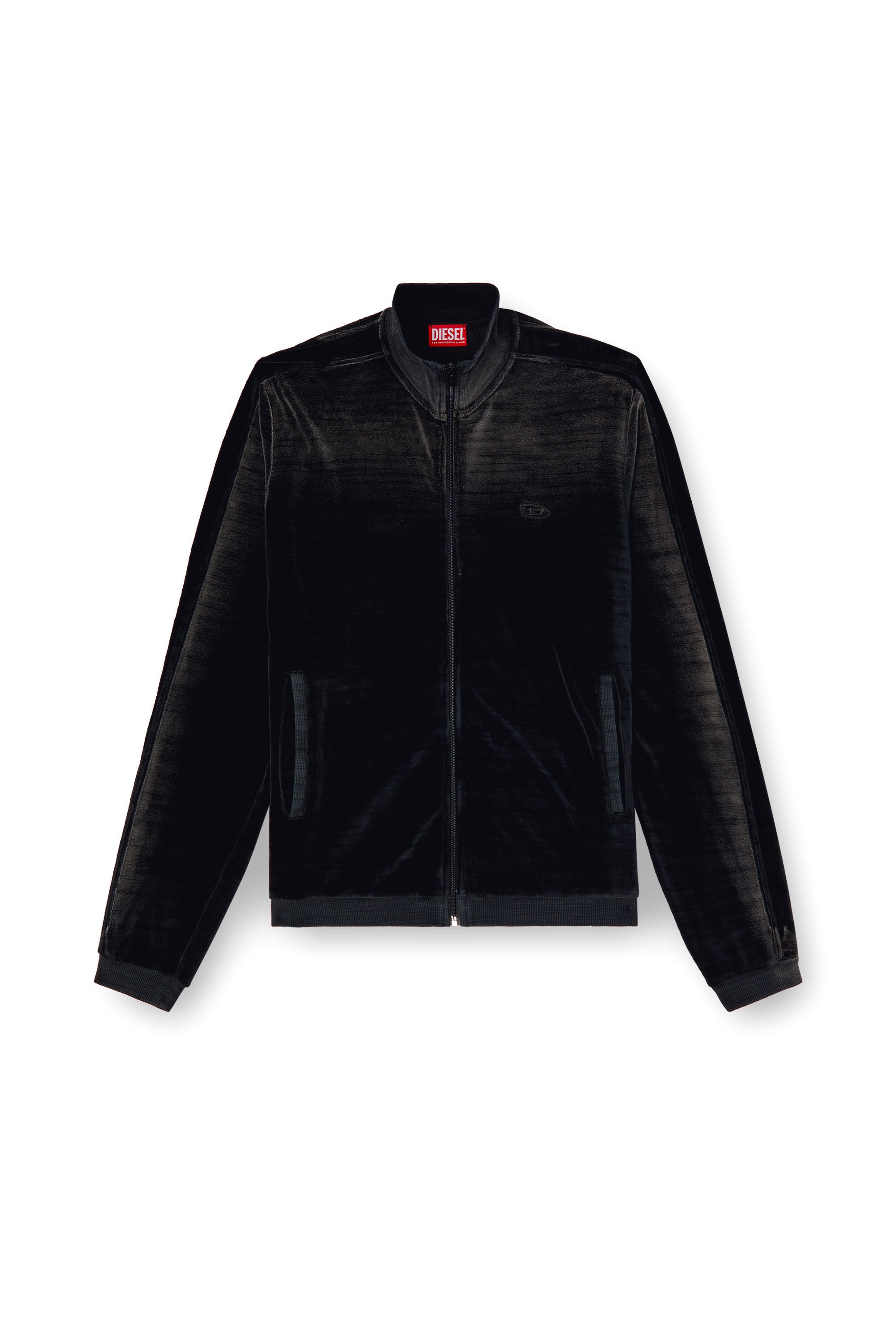Diesel - S-OLOCK-BAND, Male's Faded velvet track jacket in ブラック - 2