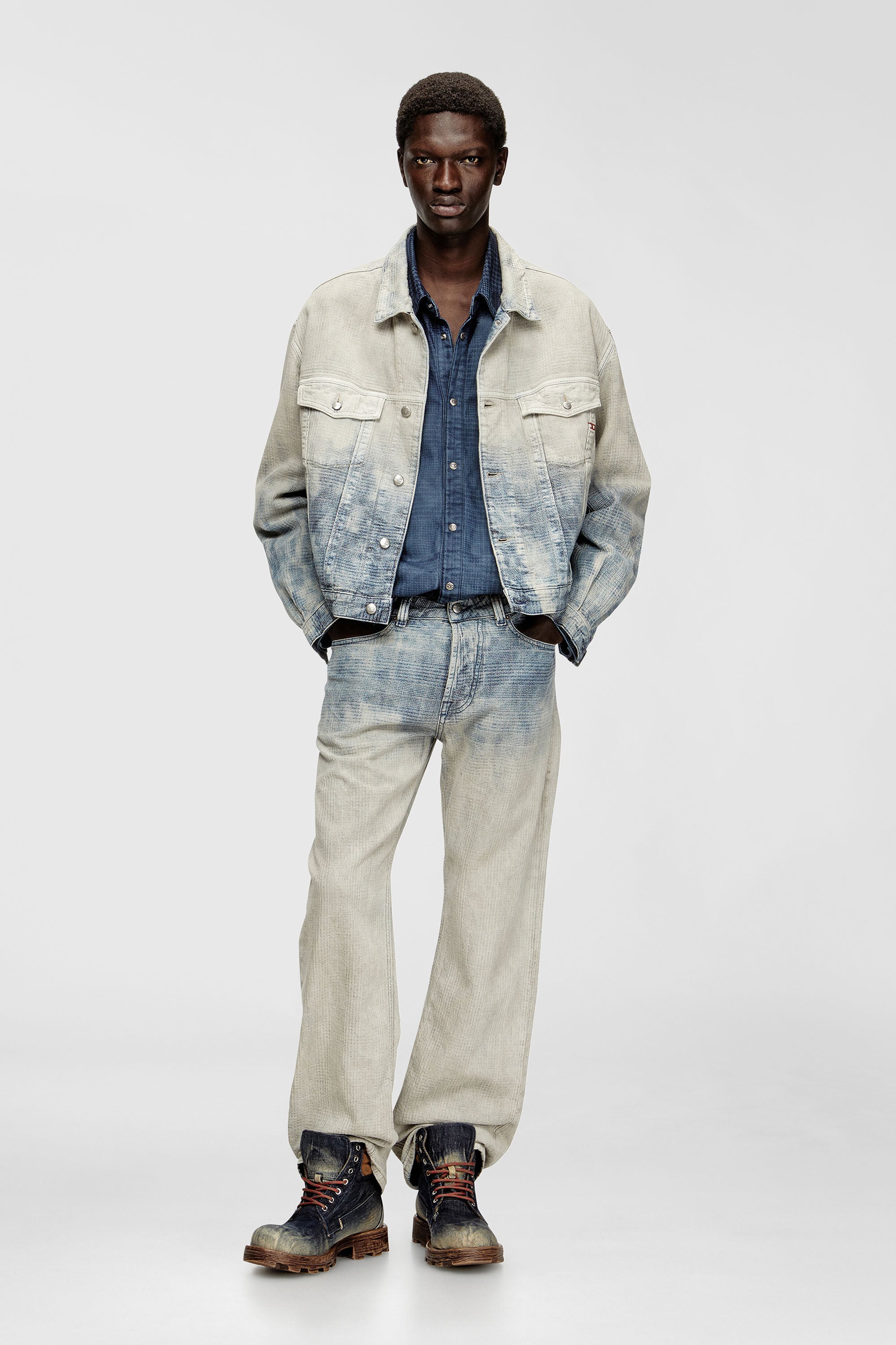 Diesel - D-RANGER, Unisex's デニムジャケット in グレー/ブルー - 1