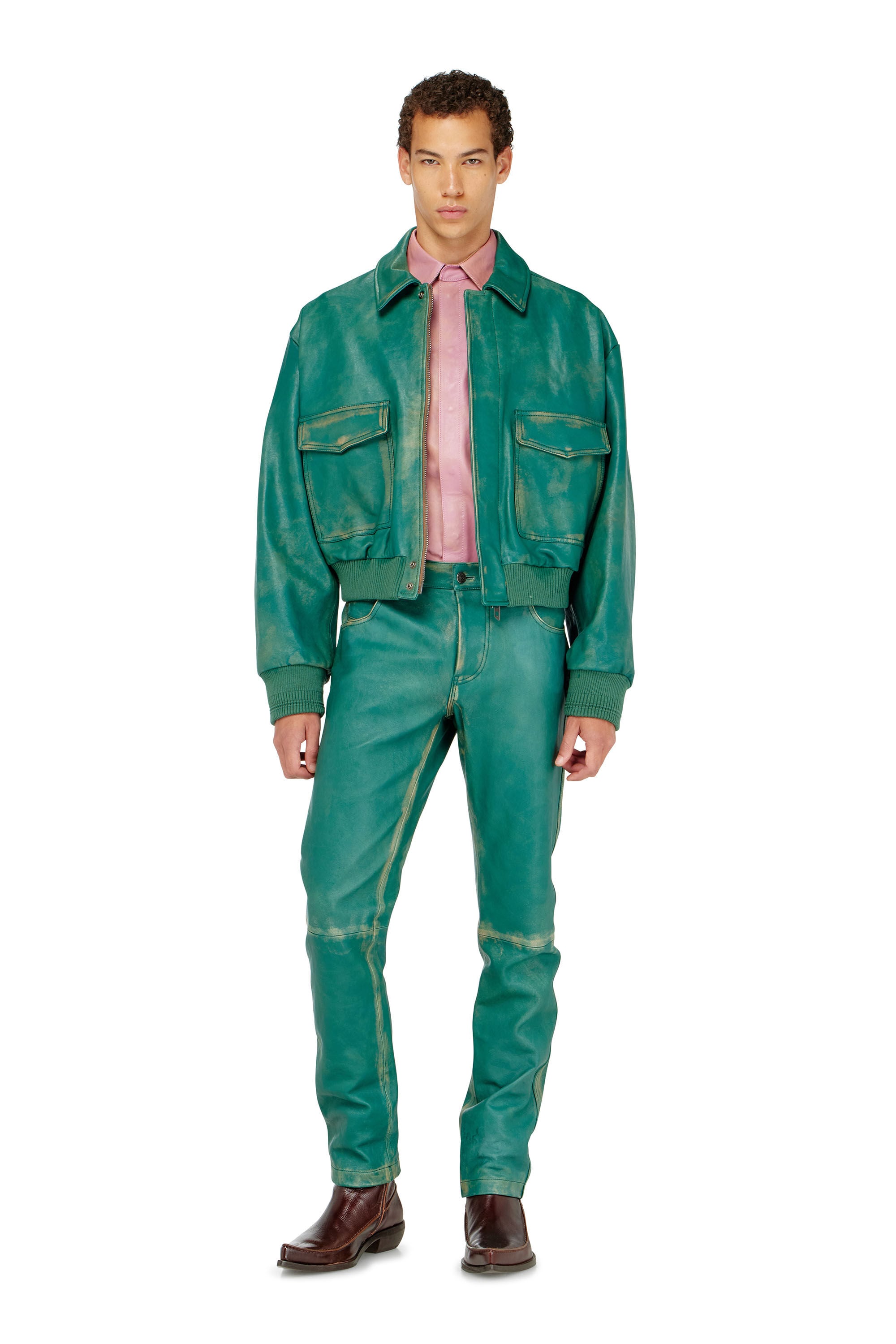 Diesel - P-OCKET, Male's Pants in treated leather in null - 1
