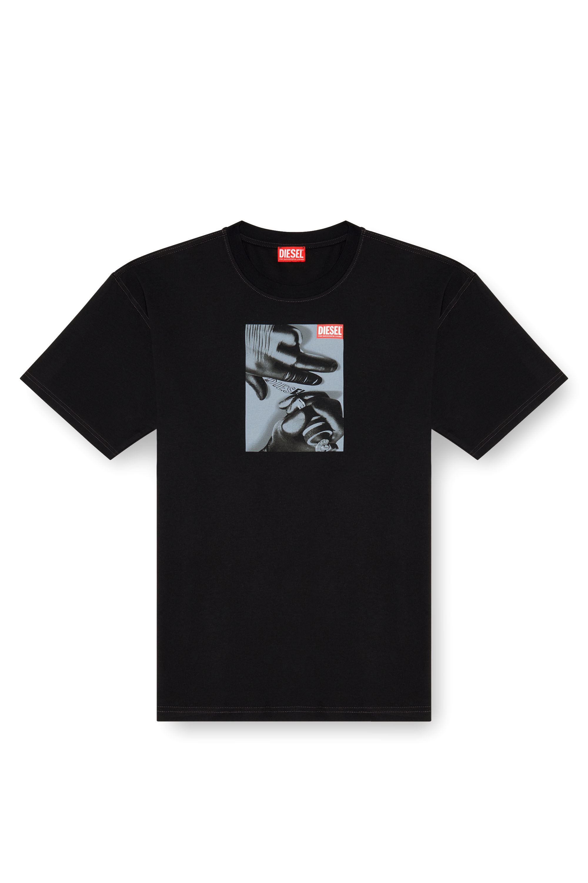 Diesel - T-BOXT-K4, Male's T-shirt with tattoo glove print in ブラック - 2