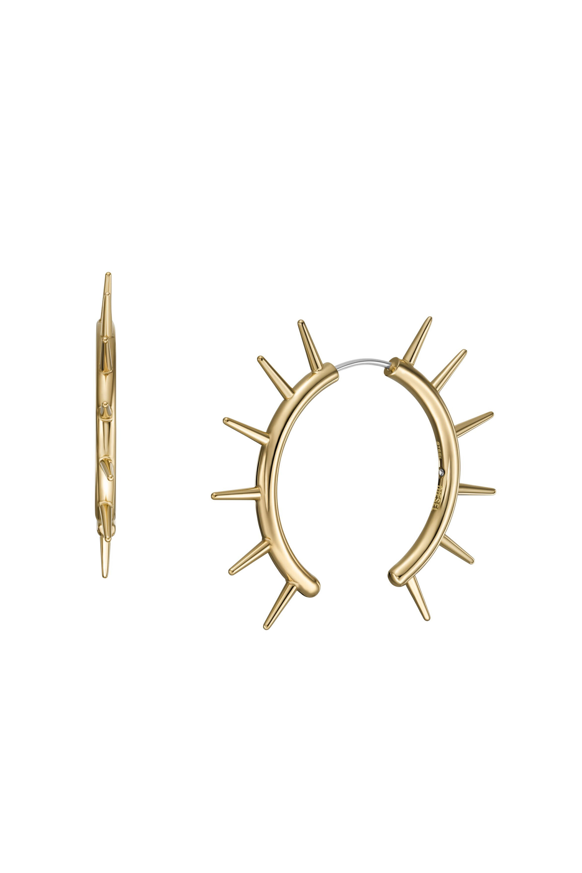 Diesel - DX1452710, Unisex's Gold-Tone Stainless Steel Front to Back Earrings in ゴールド - 1