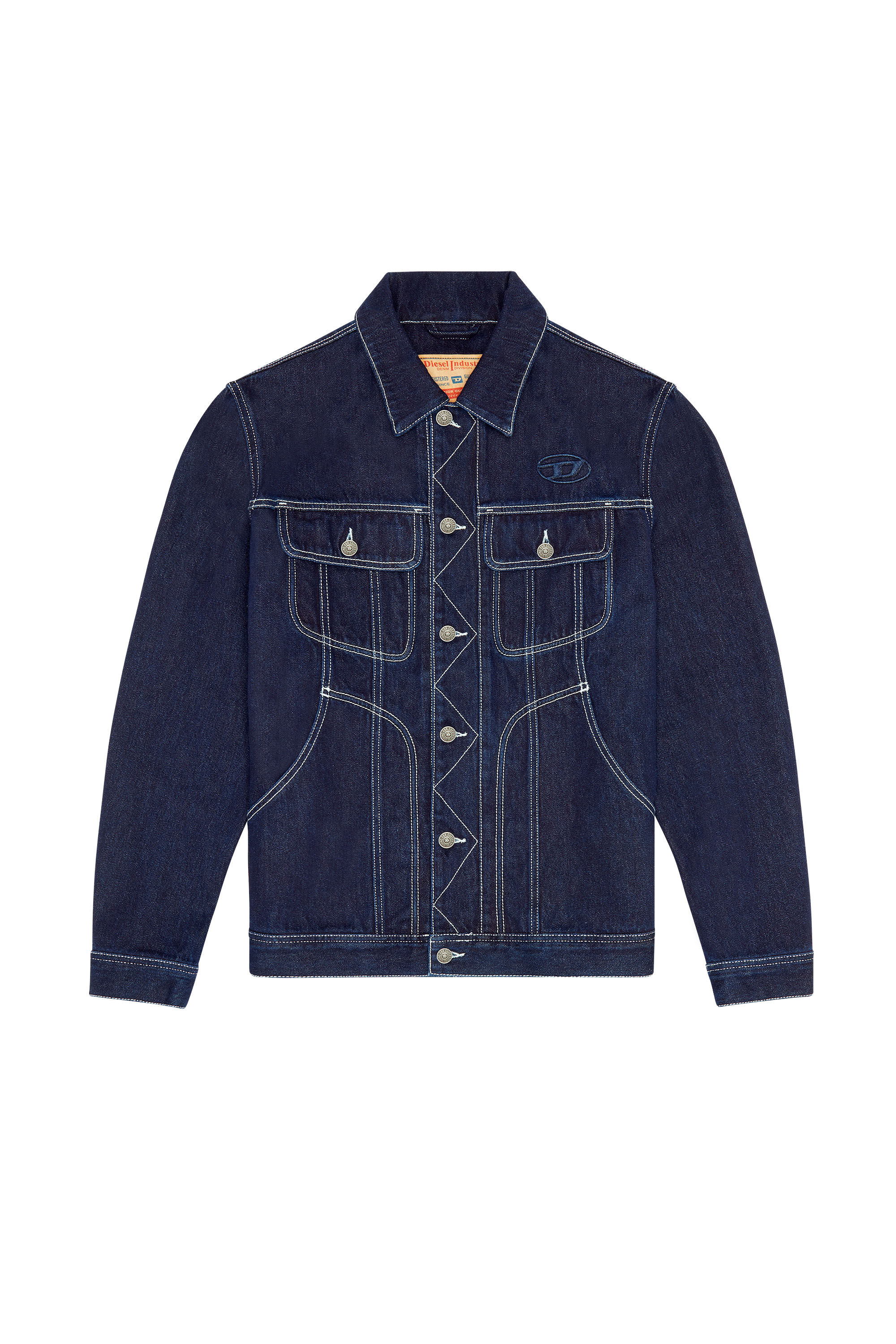 Diesel - D-RILEY, Unisex's デニムジャケット オーバルロゴ in ダークブルー - 2