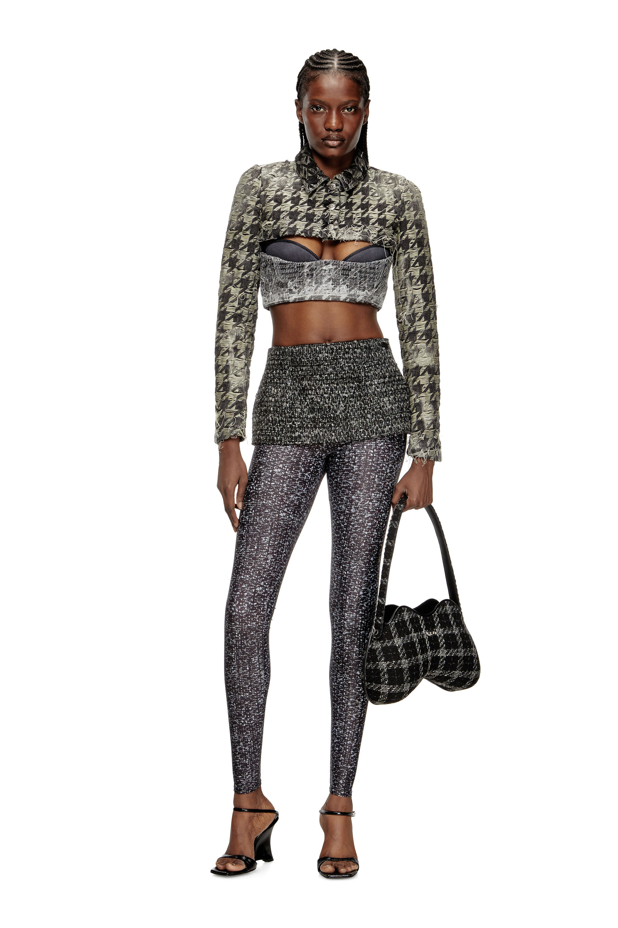 Diesel - DOUBLE-D SHOULDER, Female's Double-D-Shoulder bag with houndstooth motif in ブラック - 1