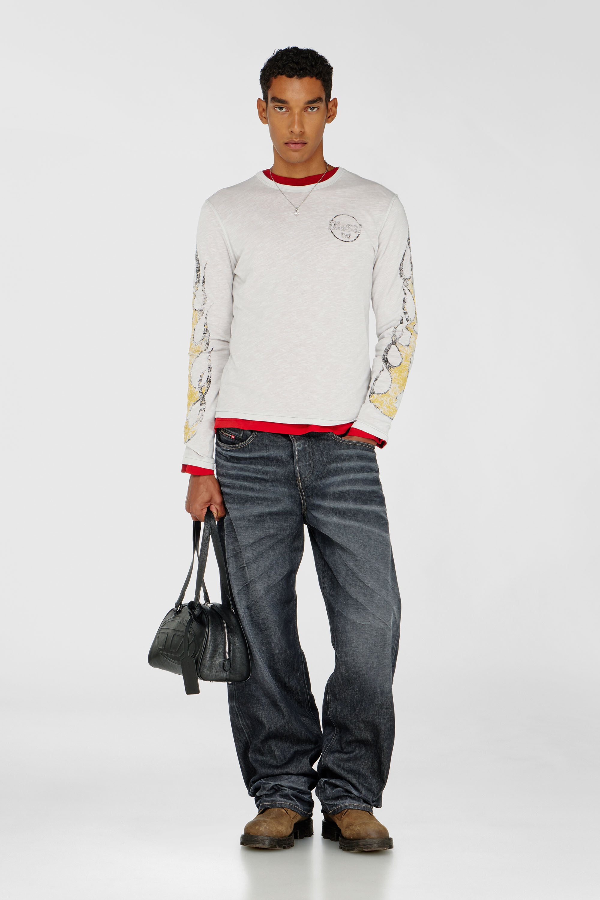 Diesel - T-NOTS-LS, Male's 長袖Tシャツ in ホワイト - 1