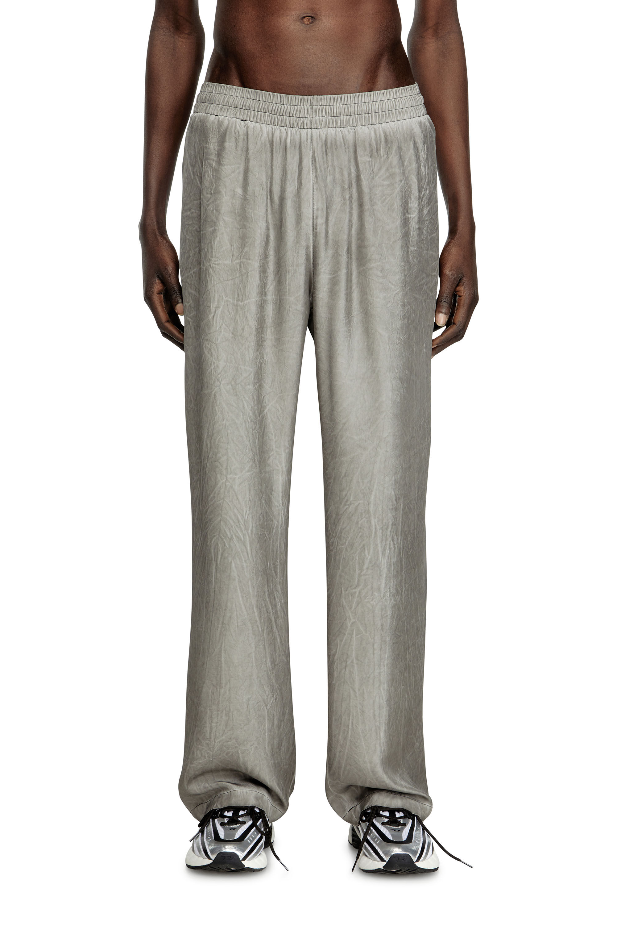 Diesel - P-LEON, Unisex's Fluid crinkled track pants in グレー - 3