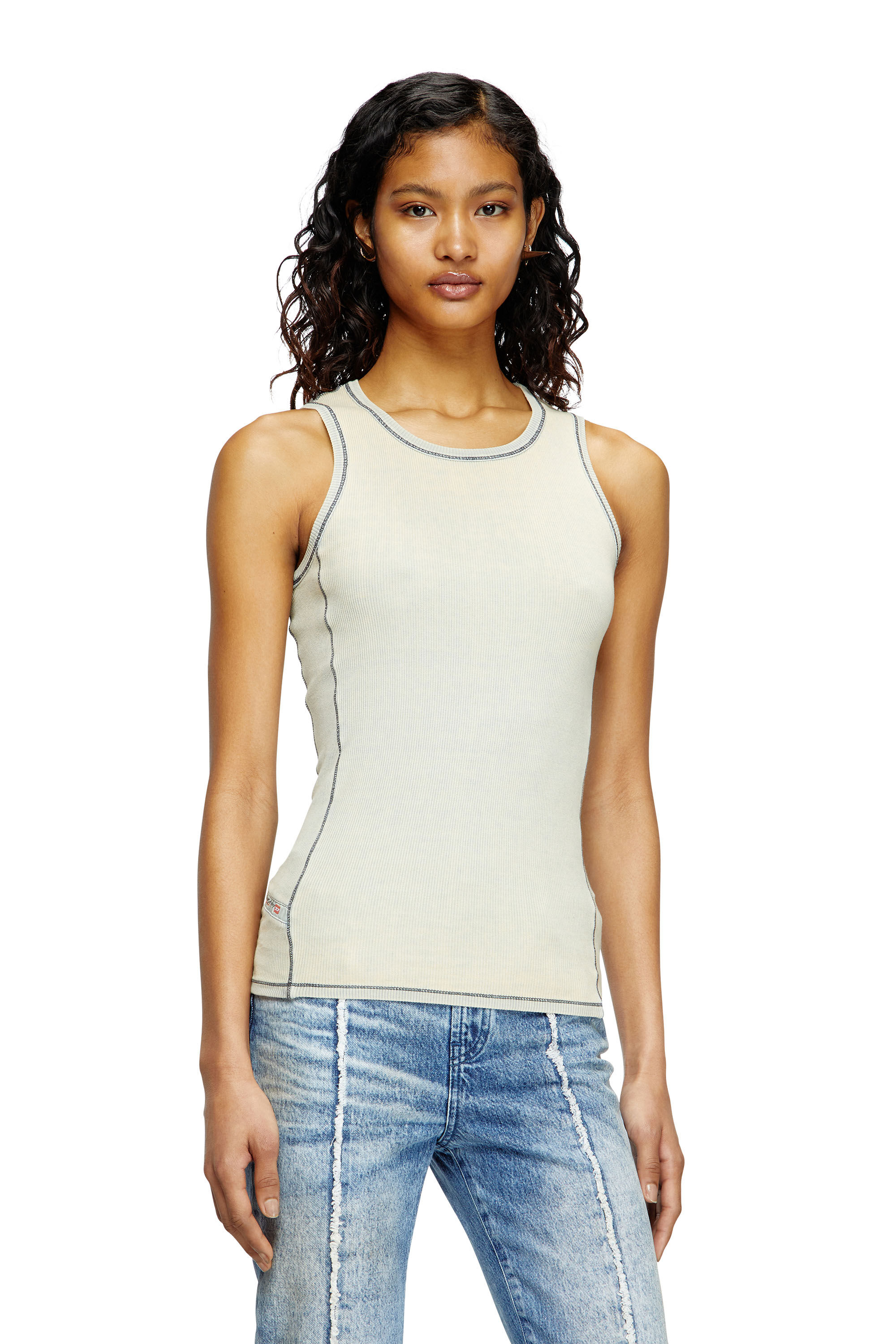 Diesel - T-GO-A, Unisex's Tank top in treated rib jersey in ホワイト - 5