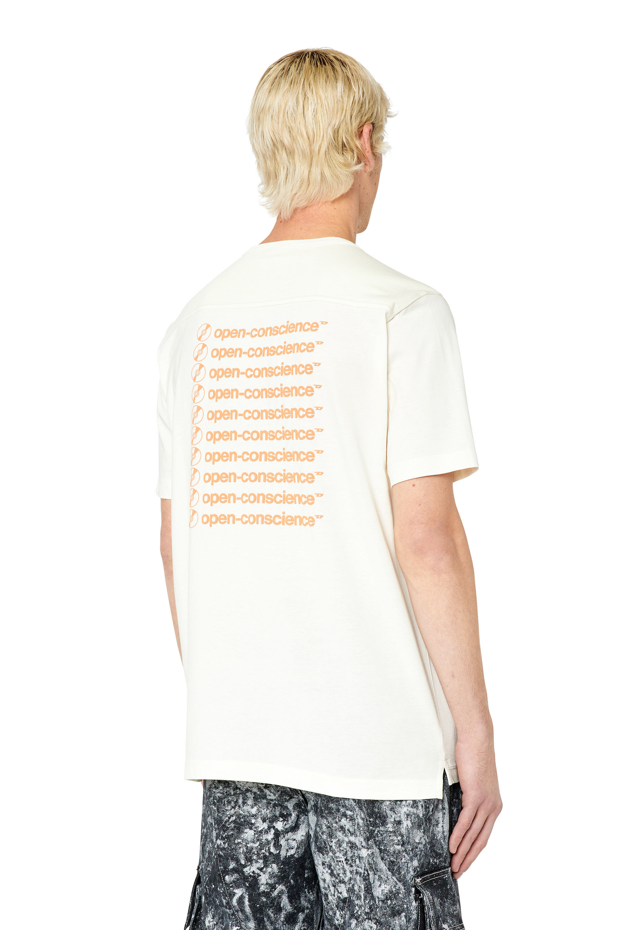 Diesel - T-POUCH, Male's Tシャツ ヨーク パフプリント バックプリント in ホワイト - 5