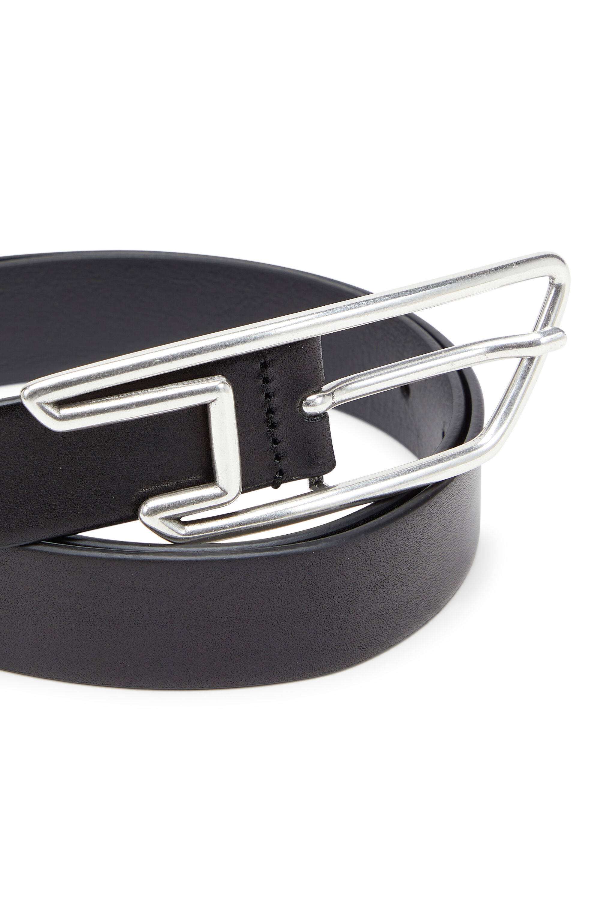 B-D LINE 30 3cm leather belt with D-logo buckle｜ブラック