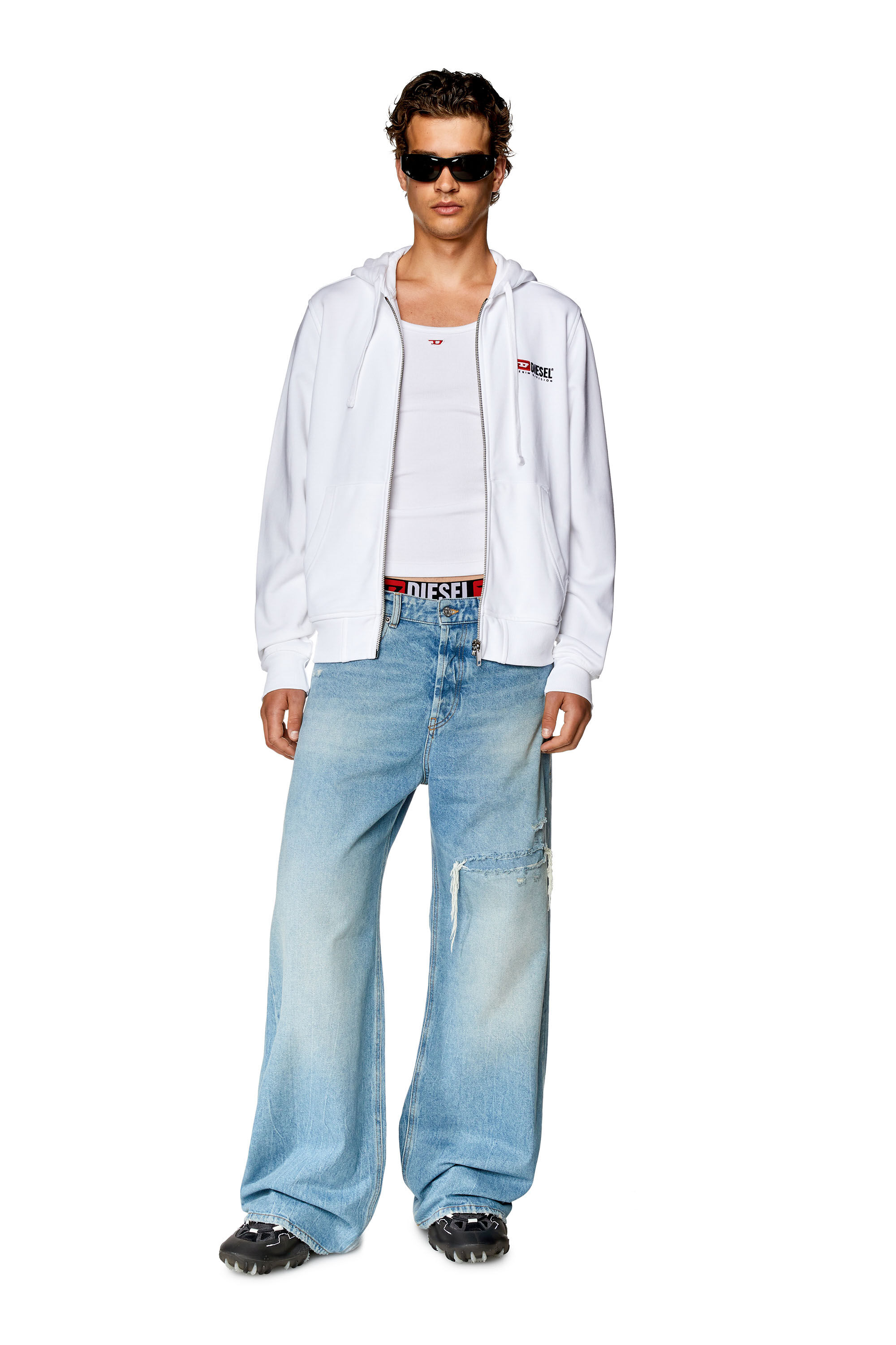 Diesel - S-GINN-HOOD-ZIP-DIV, Male's スウェット パーカー in ホワイト - 1