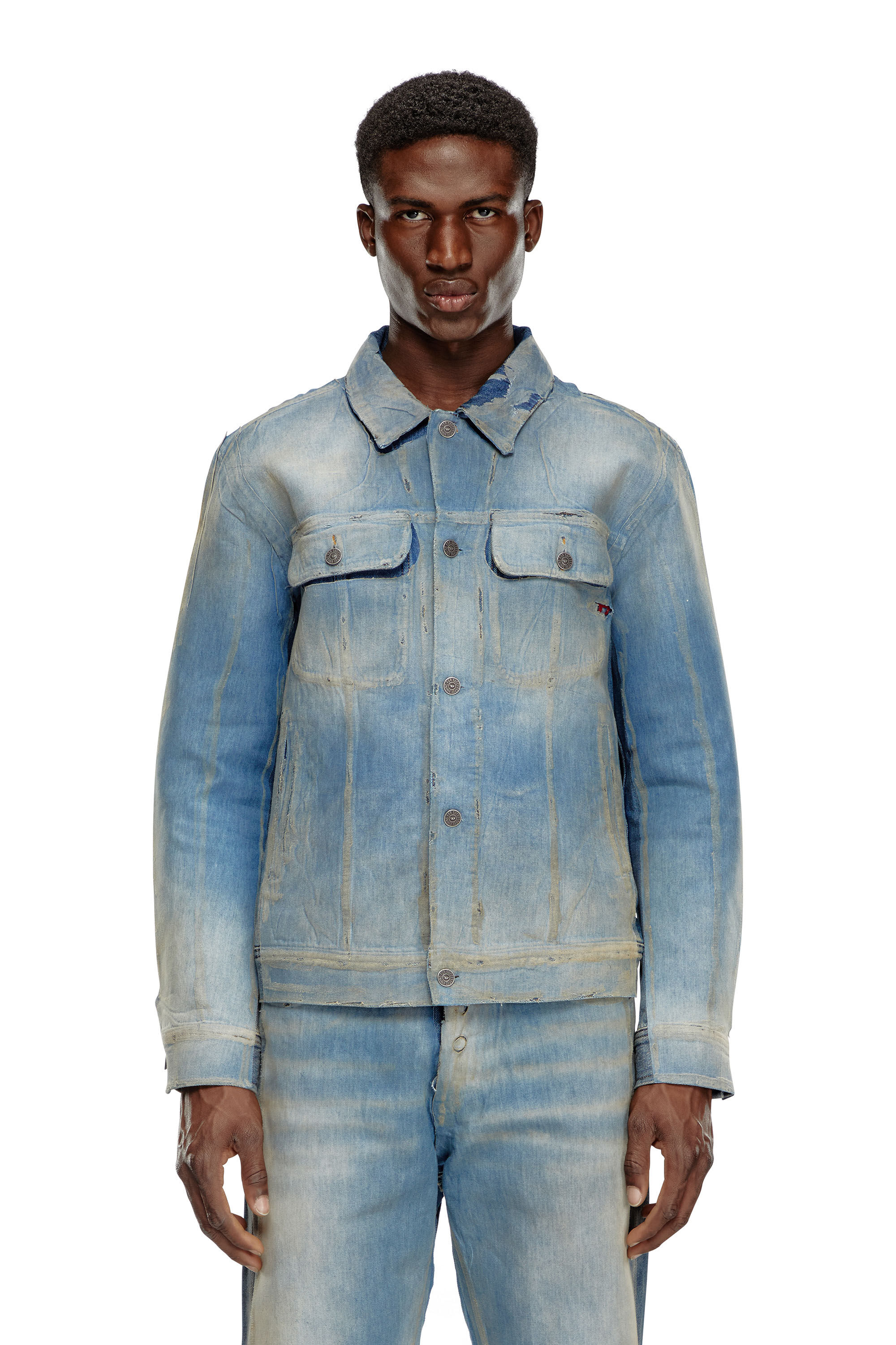D-BARCY-S3 Trucker jacket in peel-off denim｜ブルー｜メンズ｜DIESEL