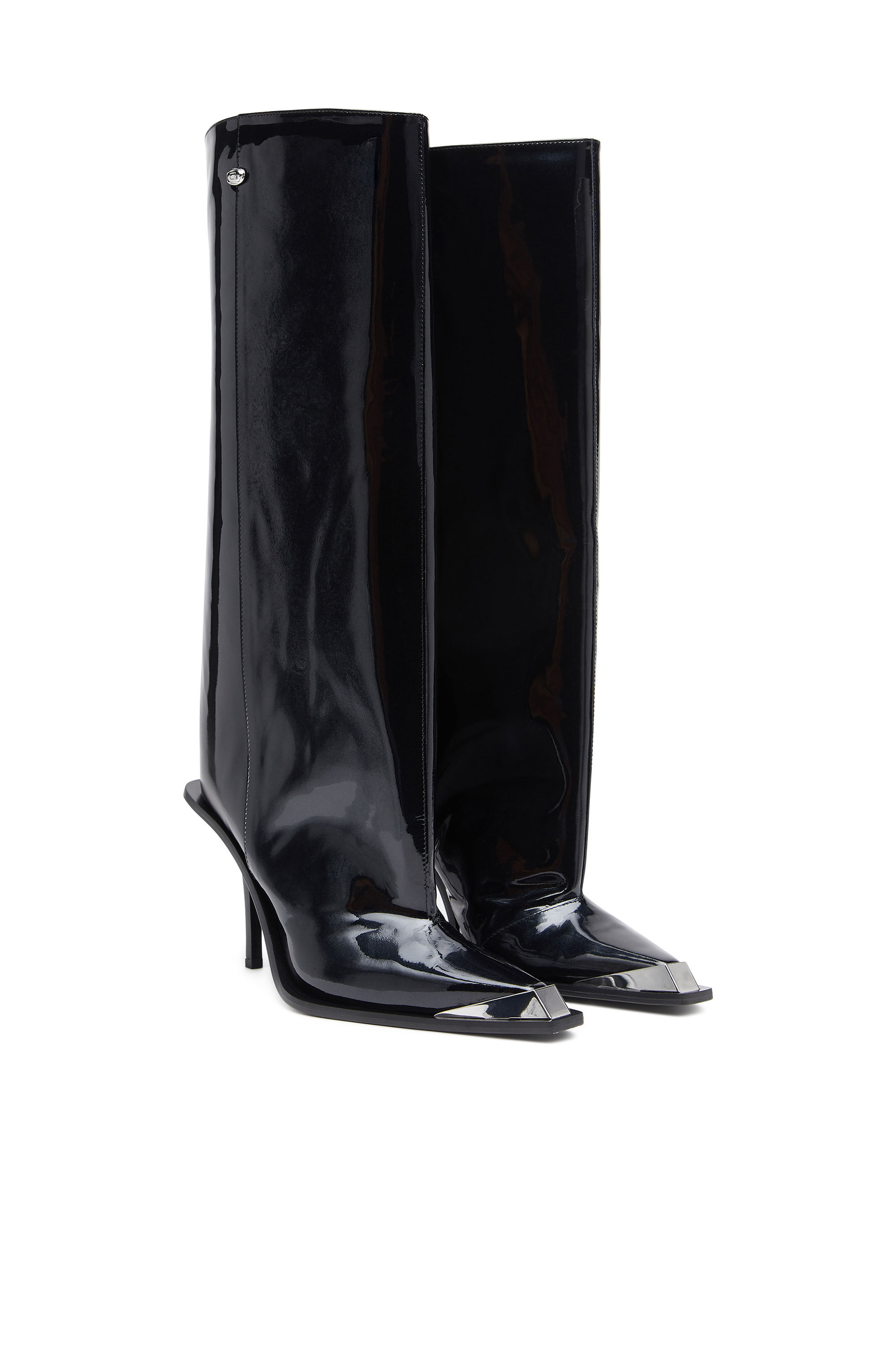 Diesel - D-TONA WB, Female's D-Tona-Knee-high boots in patent leather in ブラック - 3