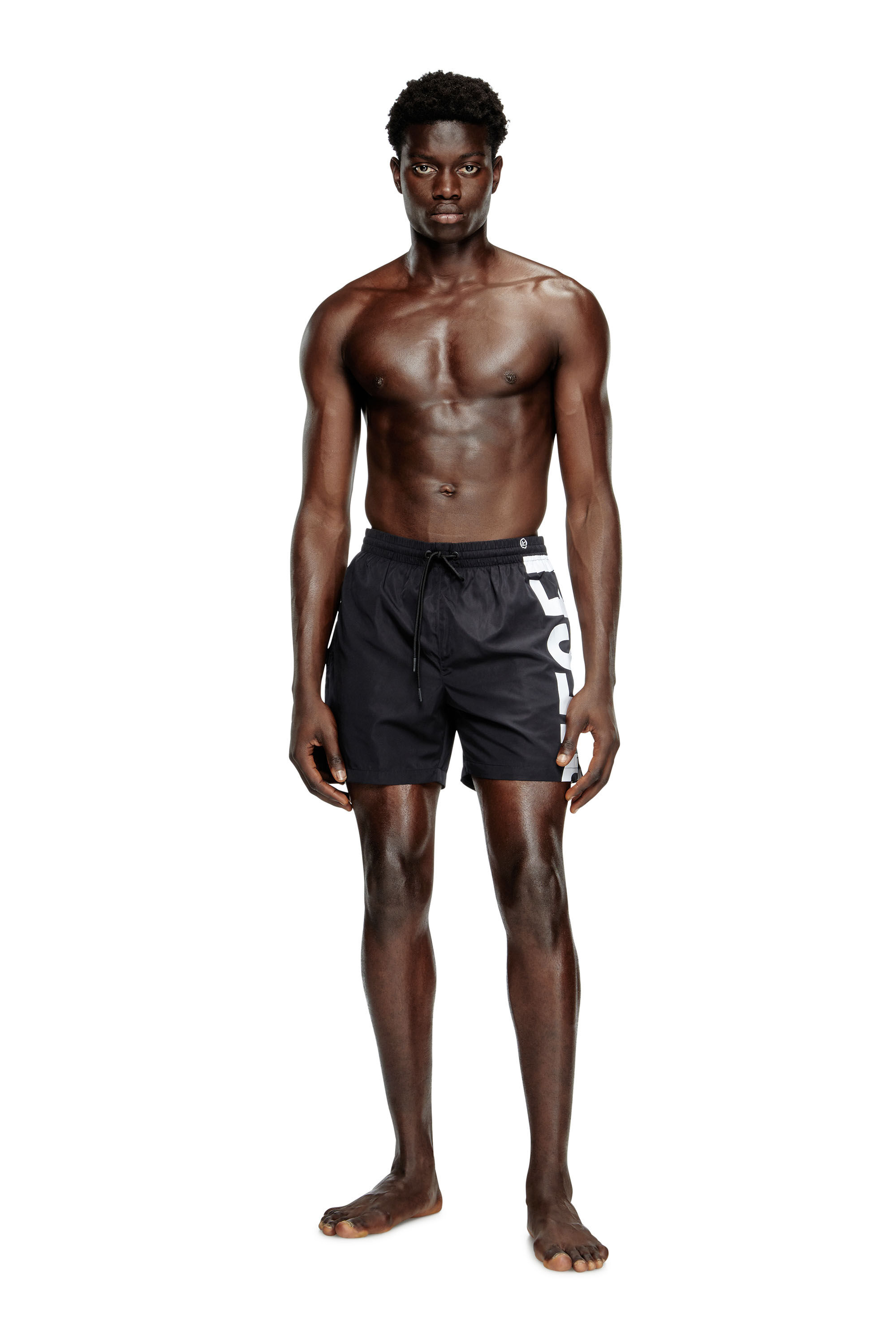 Diesel - RIO-41-D-CORE, Male's Mid-length swim shorts with maxi logo in ブラック/ホワイト - 2