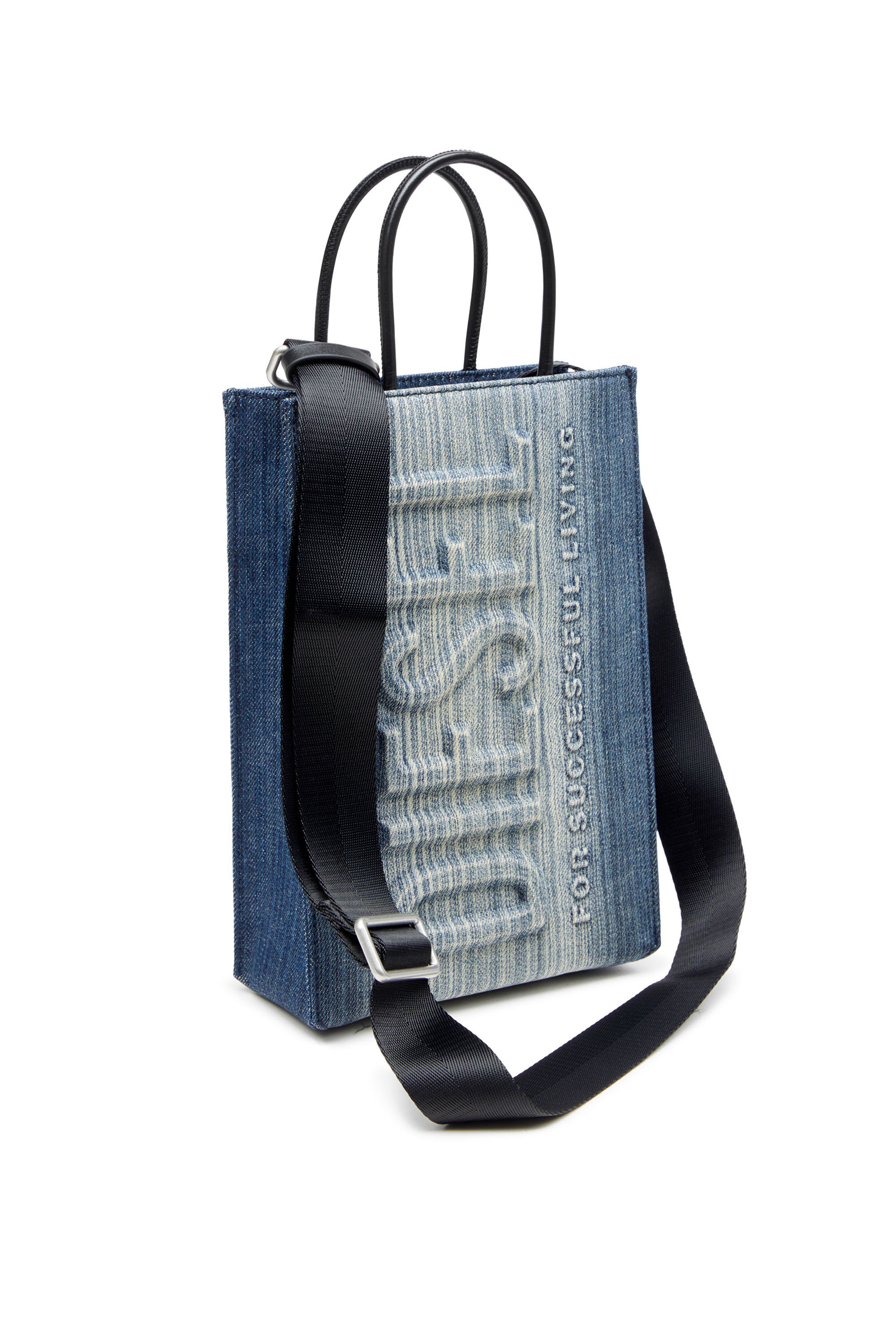 Diesel - LES SHOPPERS SHOPPER M X, Male's Les Shoppers-Tote bag in solarised striped denim in ブルー - 6