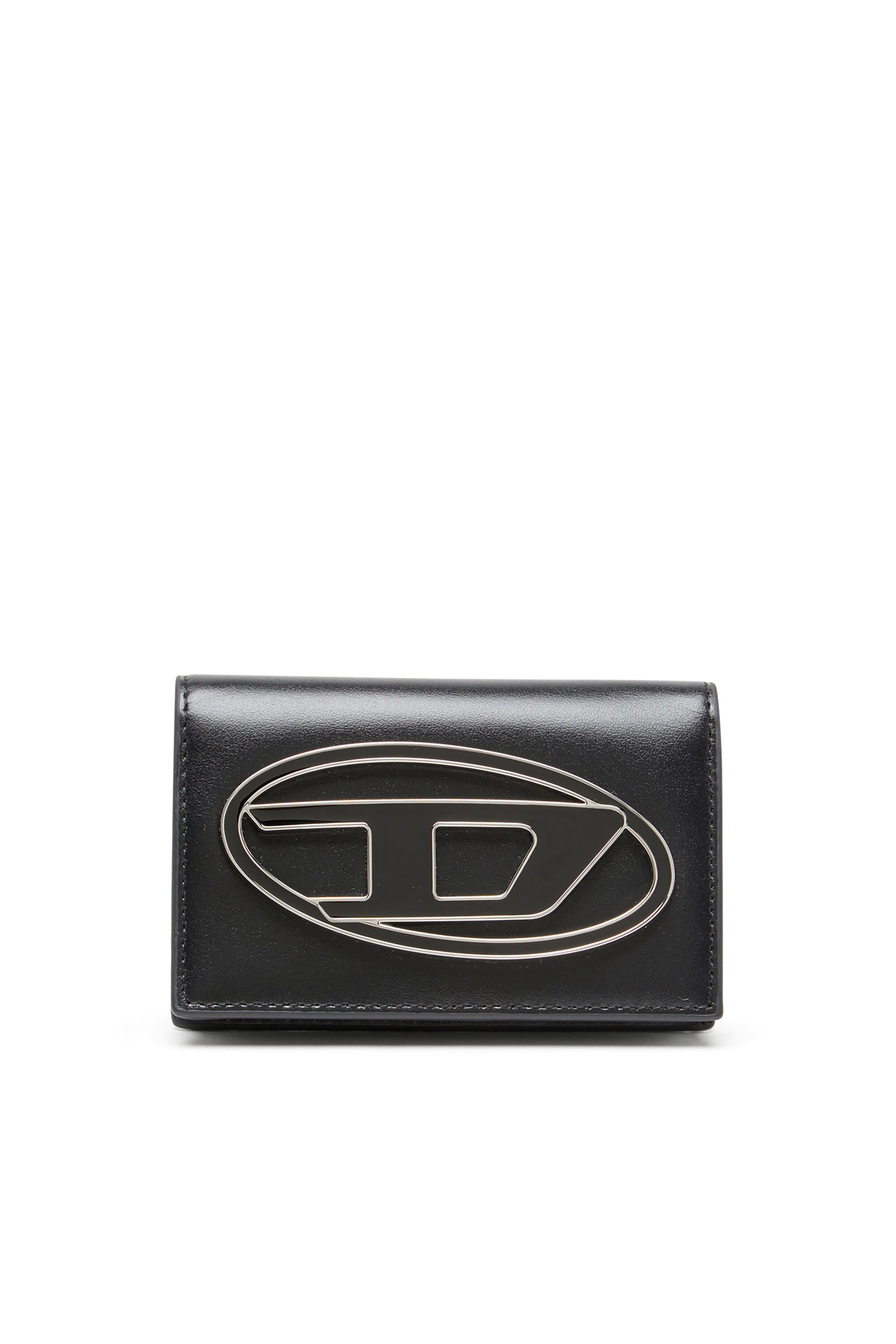 Diesel - 1DR CARD HOLDER IV, Female's Leather card holder with enamelled Oval D in ブラック - 1