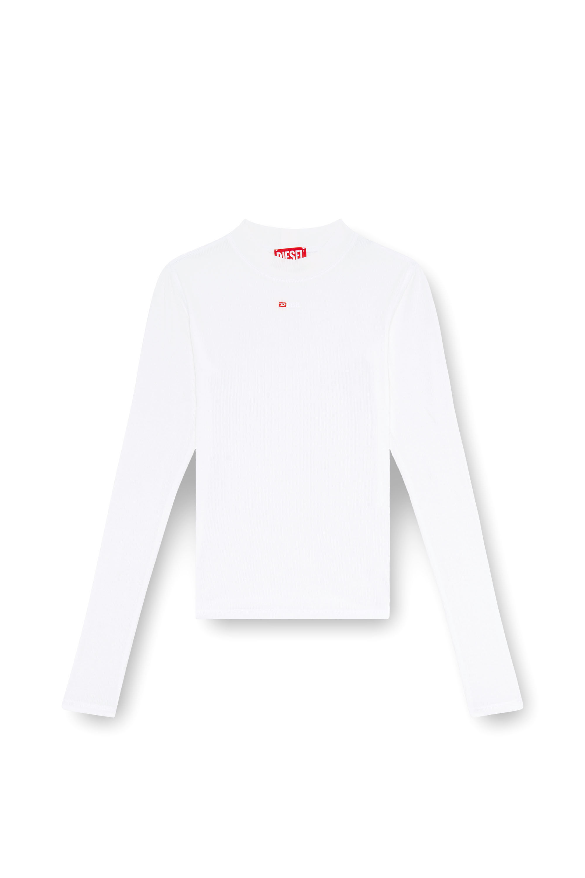 Diesel - T-MOKKY-LS-MICRODIV, Female's ロングTシャツモックネックリブトップス in ホワイト - 2