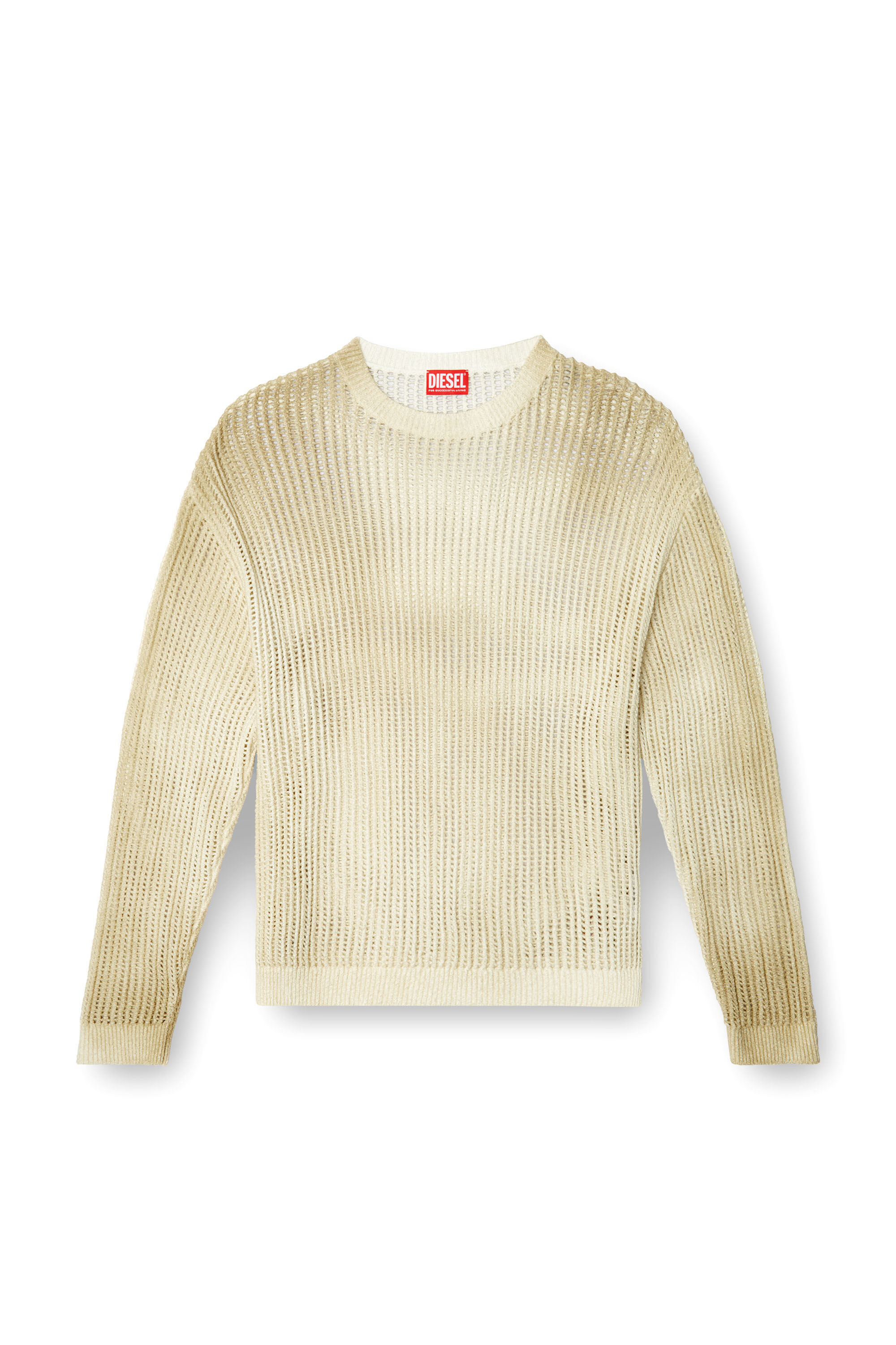 Diesel - K-SKUAT, Male's Open-knit jumper with distressed effect in ベージュ - 2