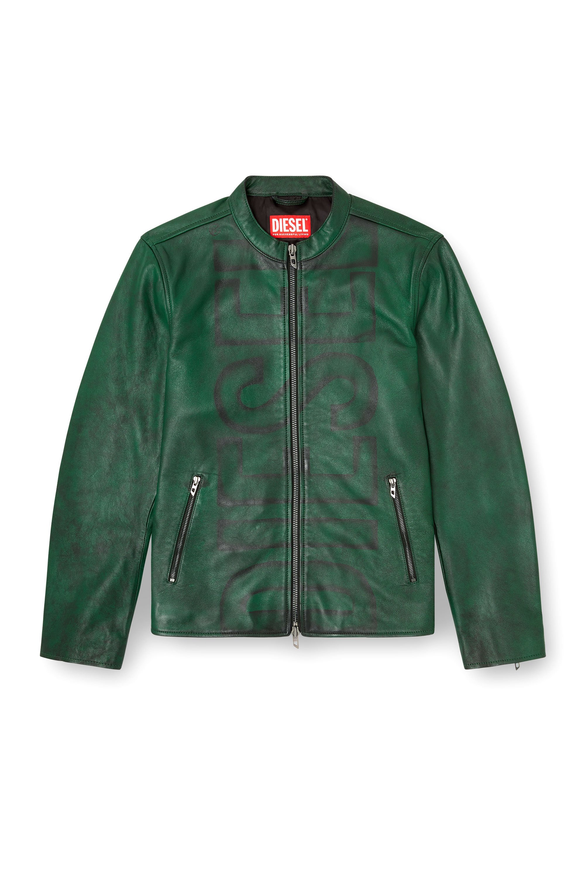 Diesel - L-EVERT-A, Male's レザージャケット in グリーン - 2