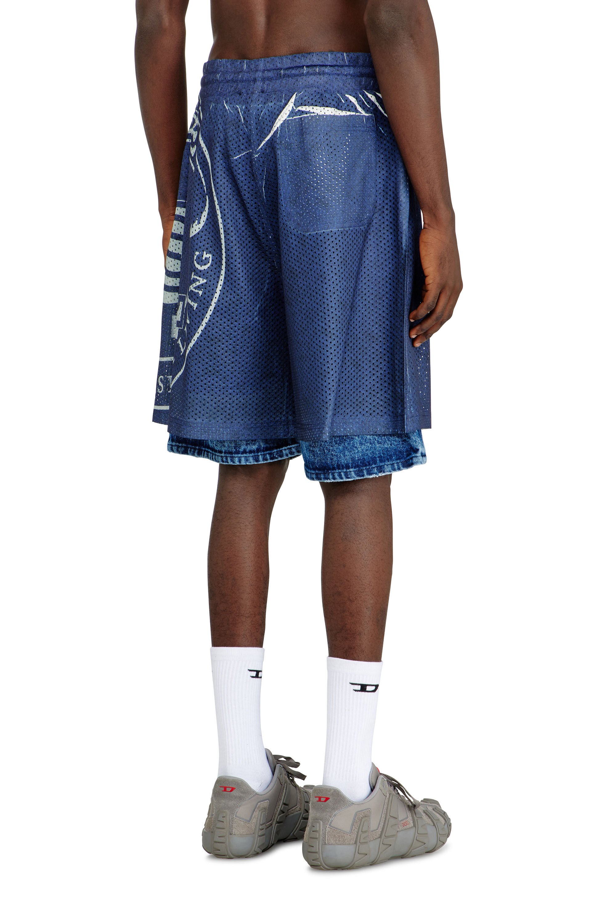Diesel - P-OLLIE, Male's Basketball shorts with sublimation print in ブルー - 4