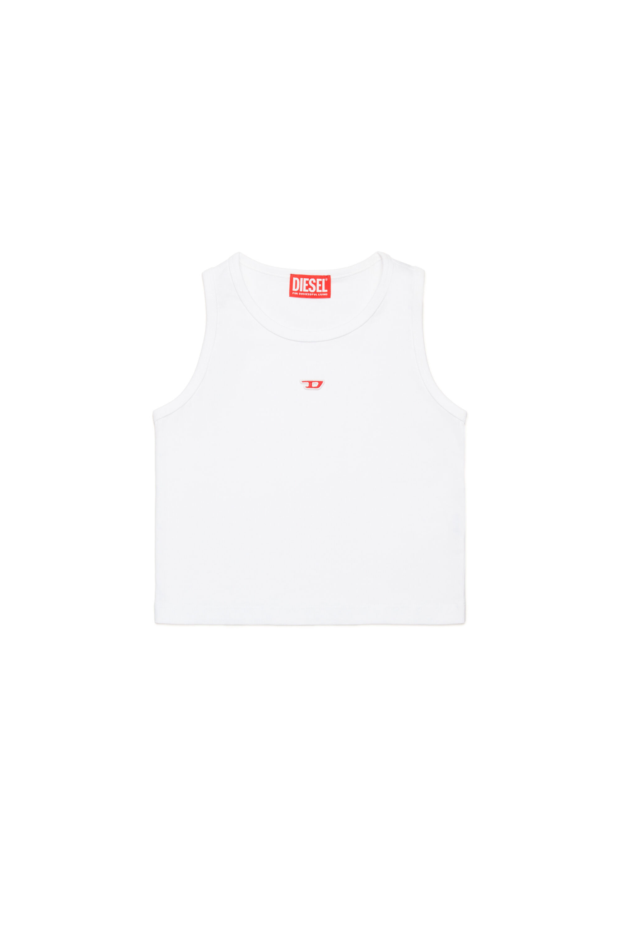 Diesel - TASPYRD, Female's Tank top with D logo patch in ホワイト - 1