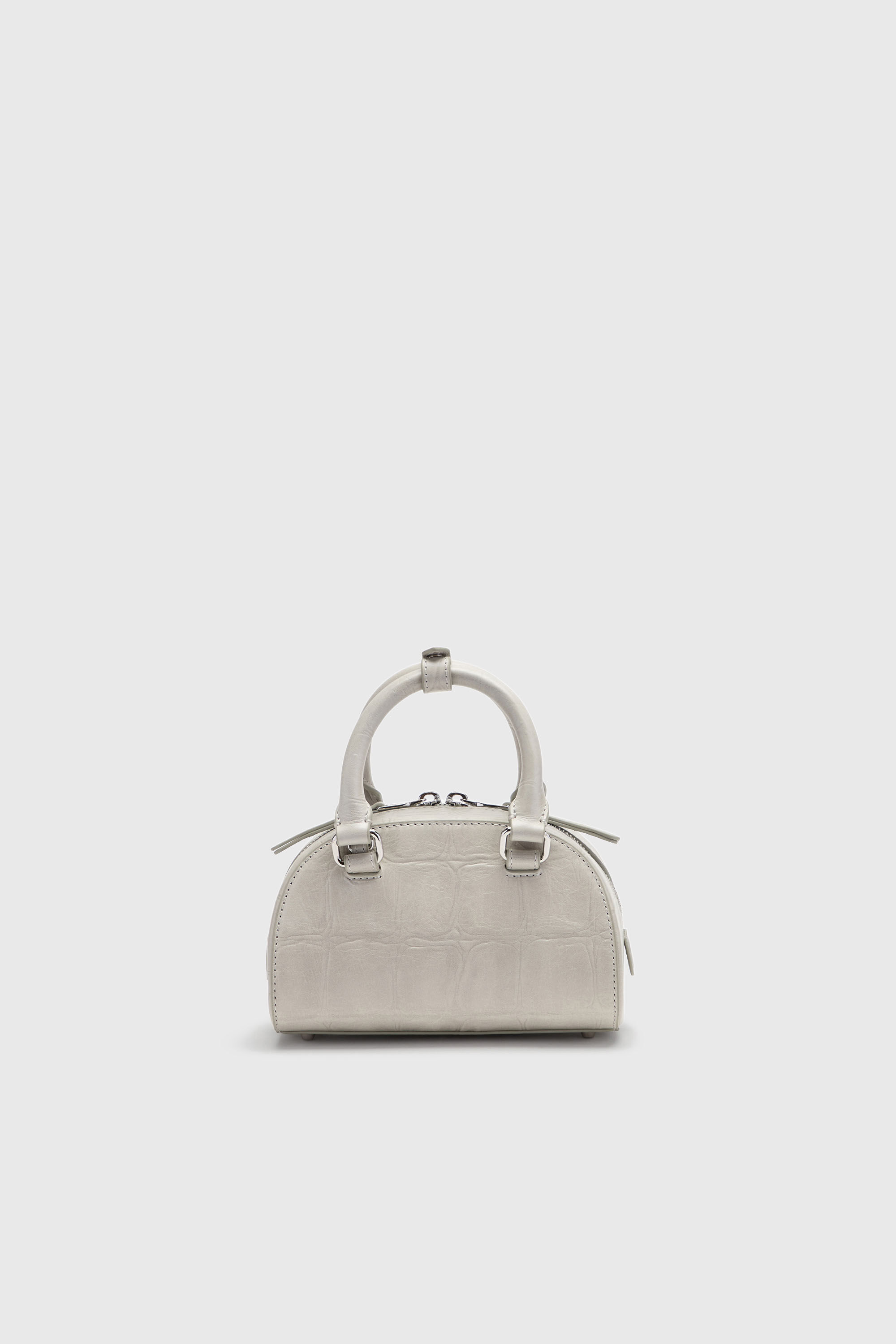Diesel - 1DR DOME CROSSBODY, Female's 1DR Dome-Small bowling bag in croc-effect leather in グレー - 3
