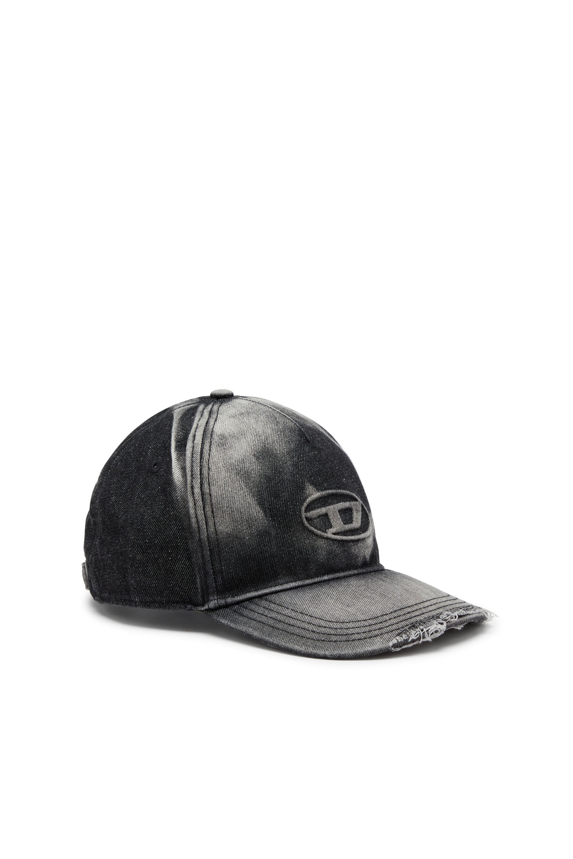 Diesel - C-SEYMON-BLACK, Male's Baseball cap in destroyed denim in ブラック - 1