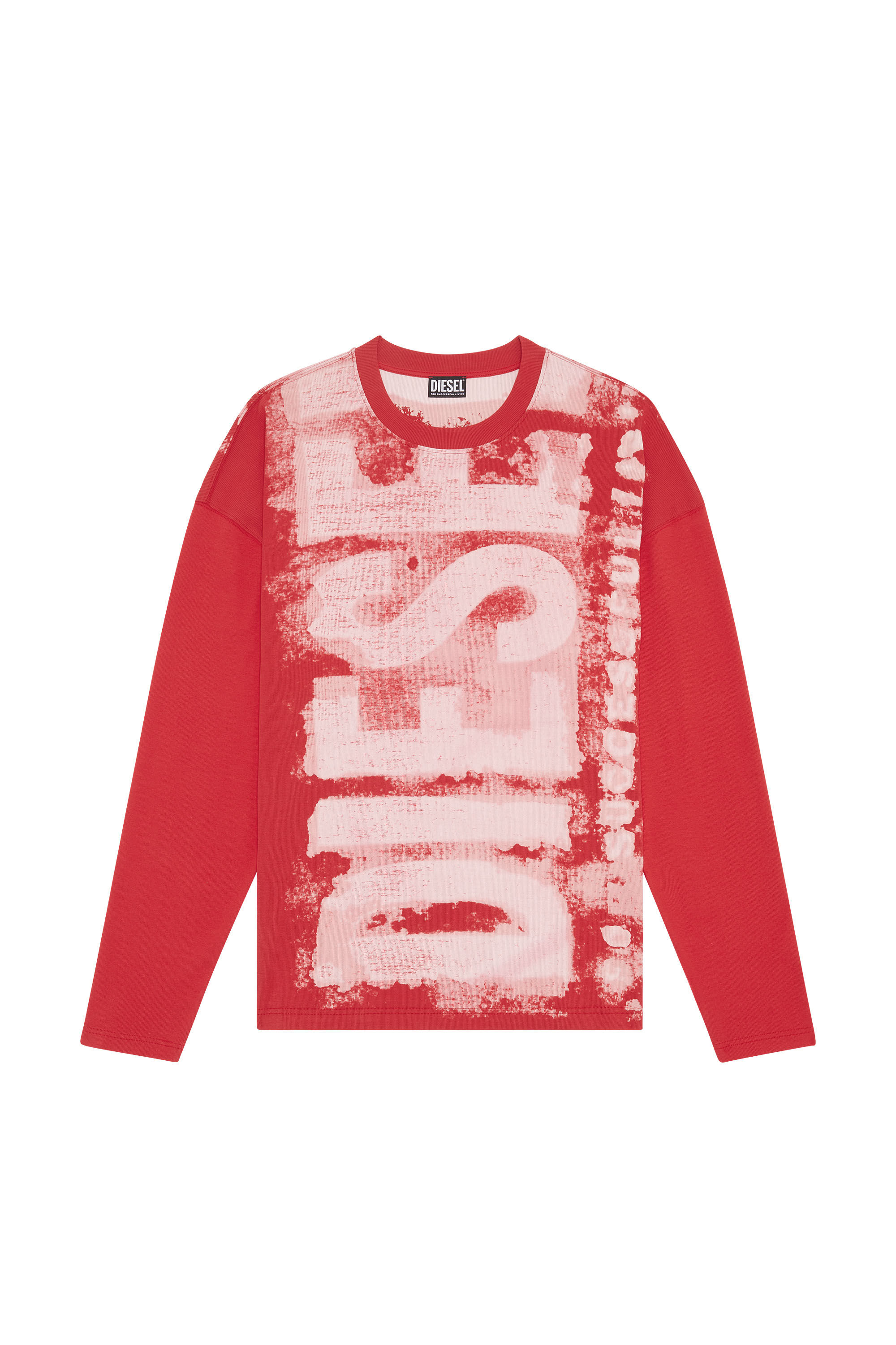 Diesel - T-WASRIB, Male's 長袖 ロゴ Tシャツ in レッド - 2