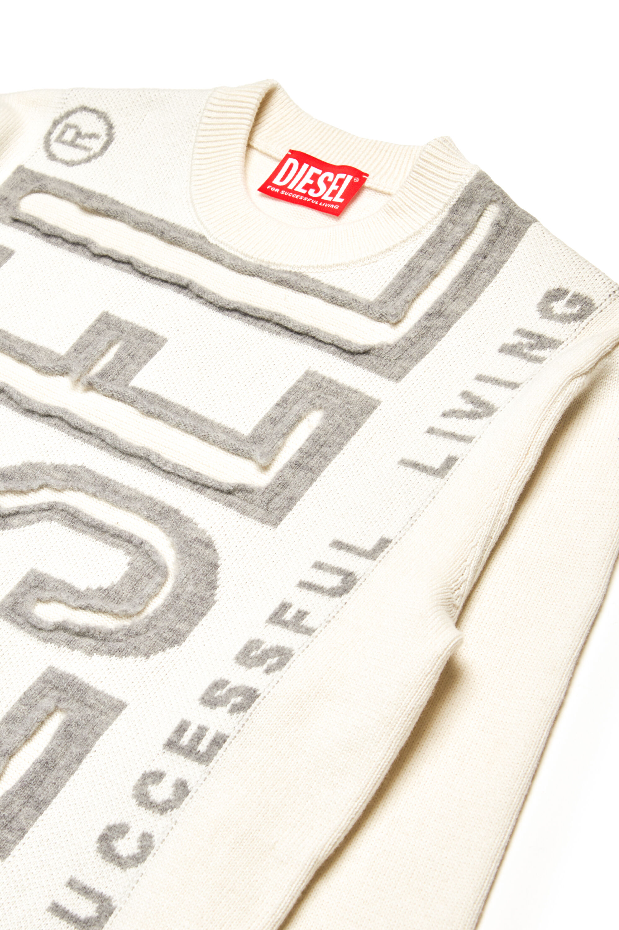 Diesel - KFLOYD OVER, Male's Jumper with peel-off logo in ホワイト - 3