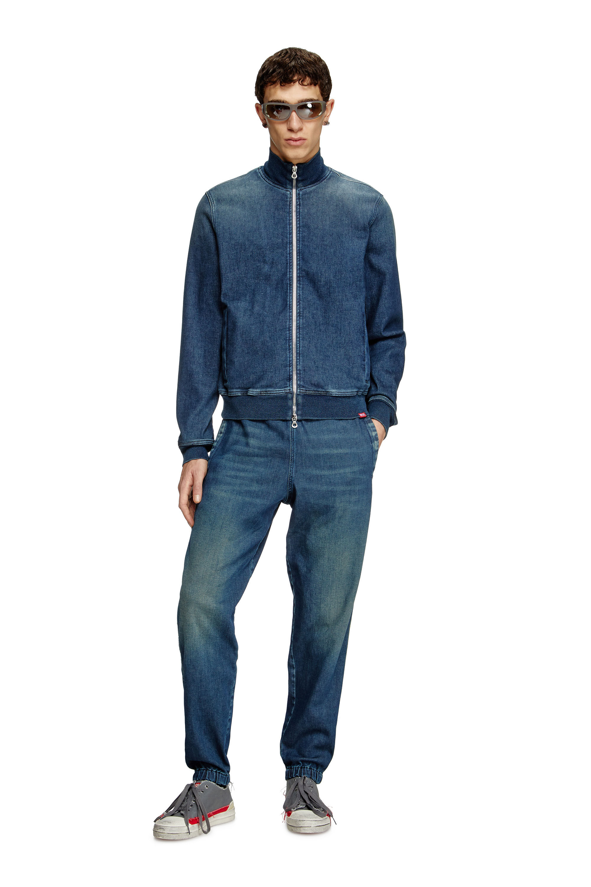 Diesel - D-BUZYE-S TRACK, Unisex's Zip-up sweater in Track Denim in ダークブルー - 1