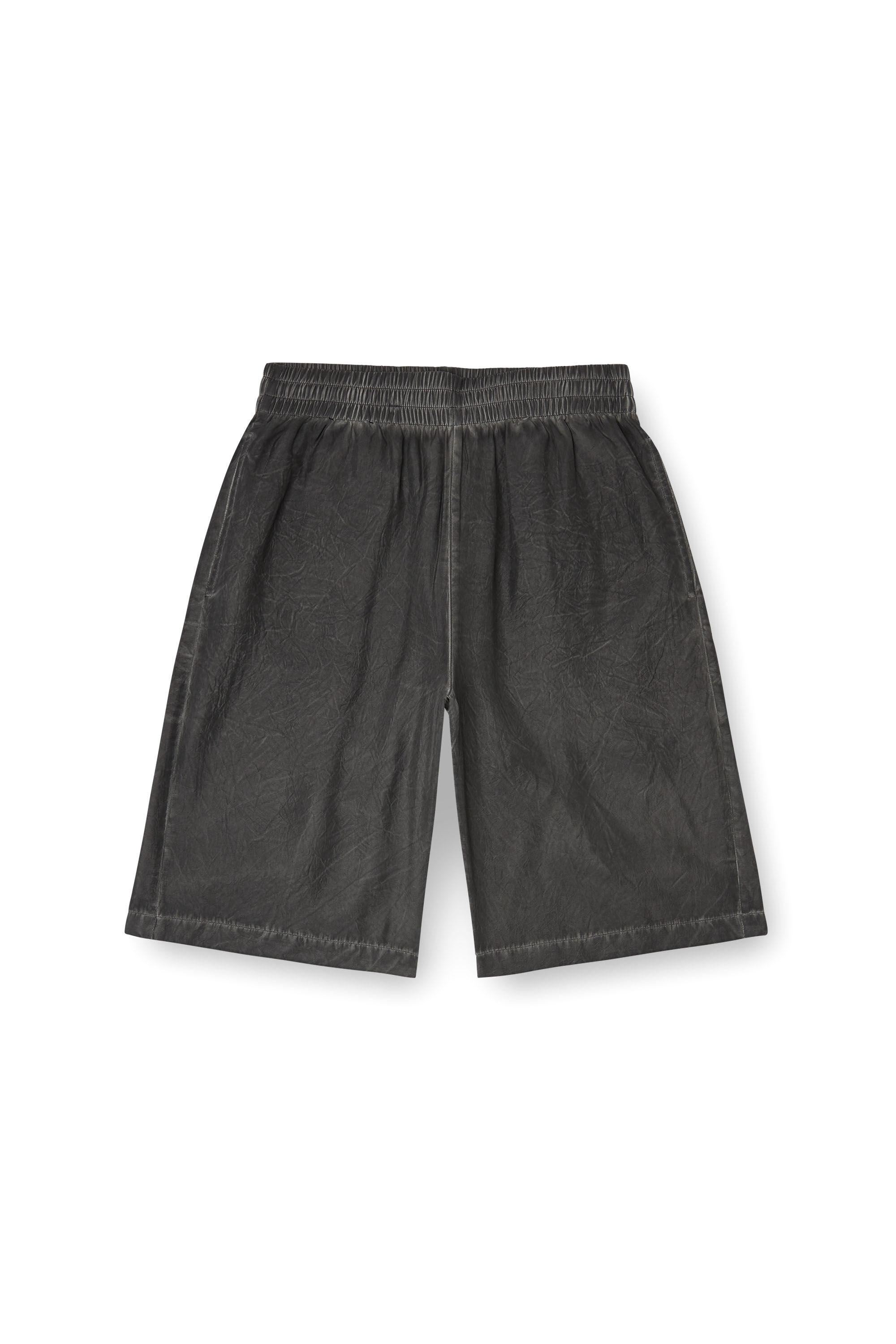 Diesel - P-LEON-SHORT, Unisex's Lightweight shorts with crinkled fade in ブラック - 2