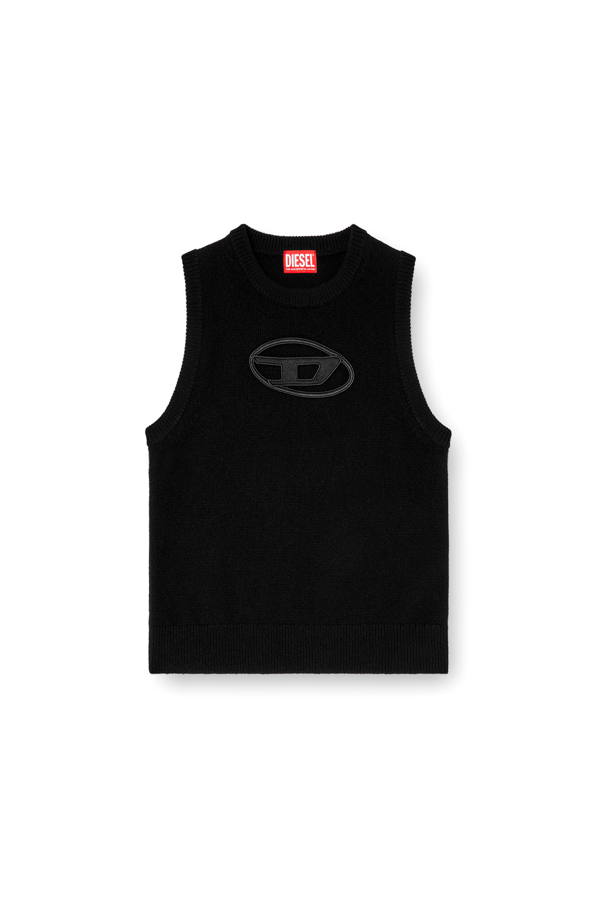 Diesel - M-ARGARIN-SL, Female's Knit tank top in cashmere blend in ブラック - 2