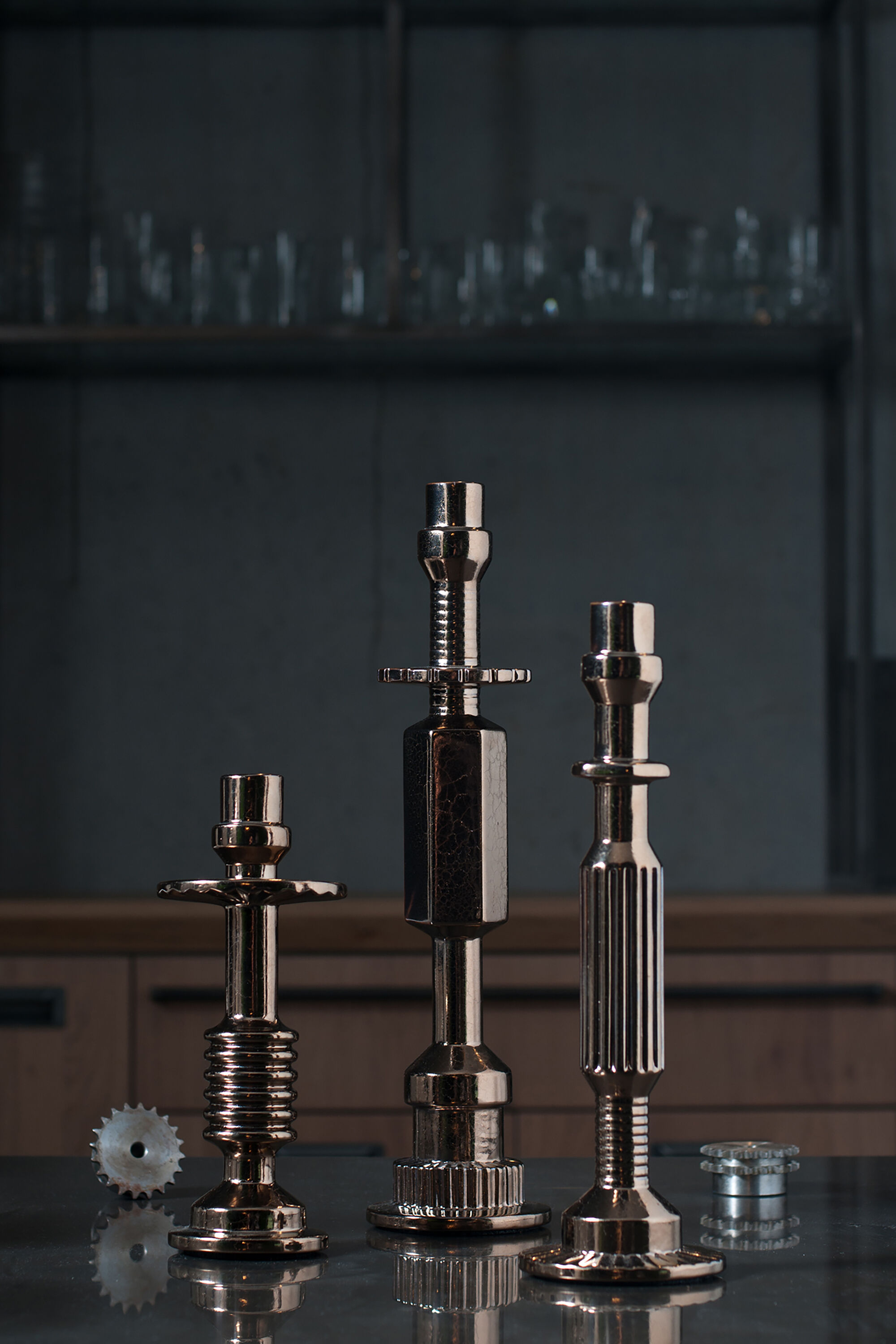 Diesel - 10952 TRANSMISSION, Unisex's Bronze big porcelain candleholder in ブロンズ - 3