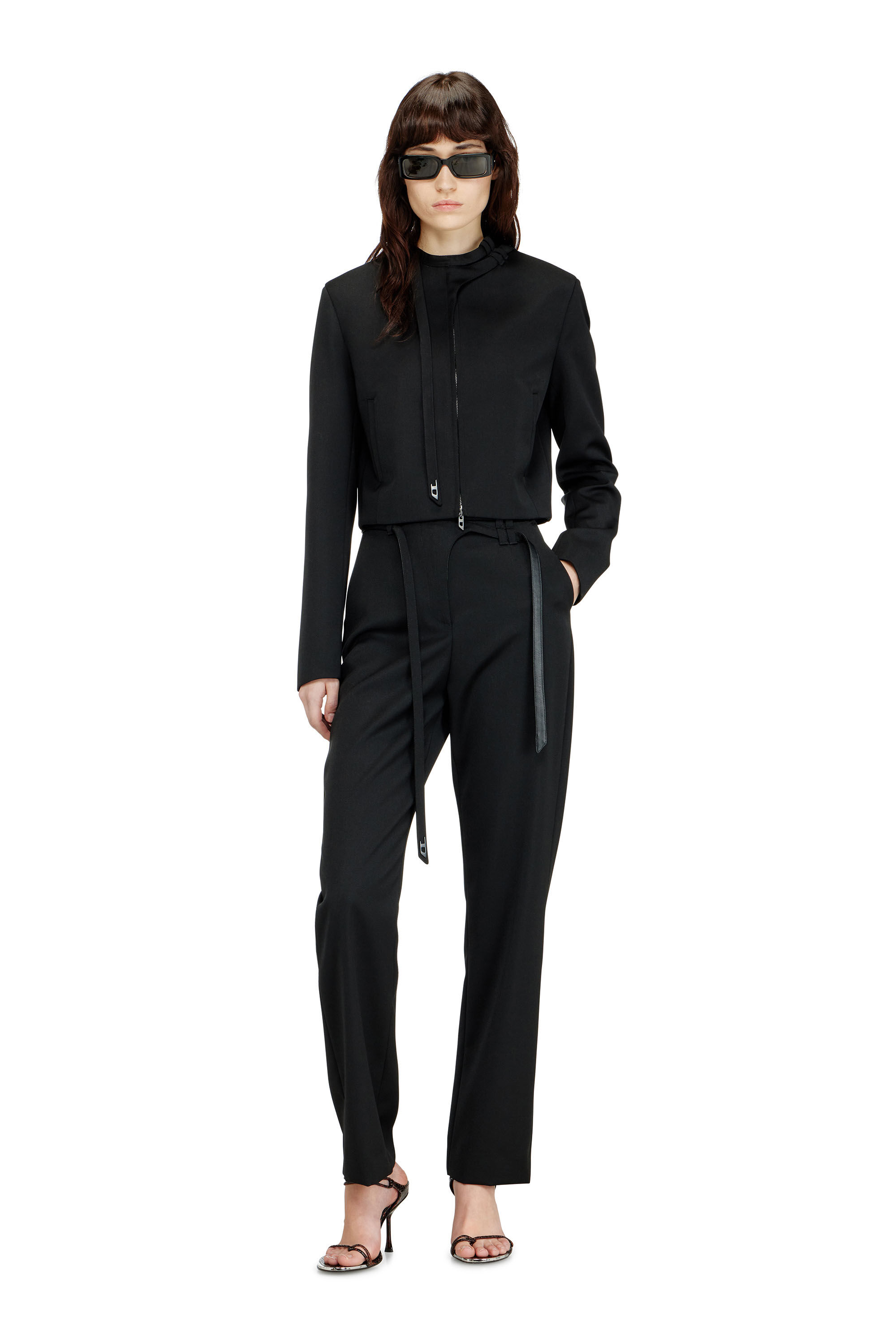 Diesel - G-HAVOC-1, Female's Tailored jacket with biker neck strap in ブラック - 1