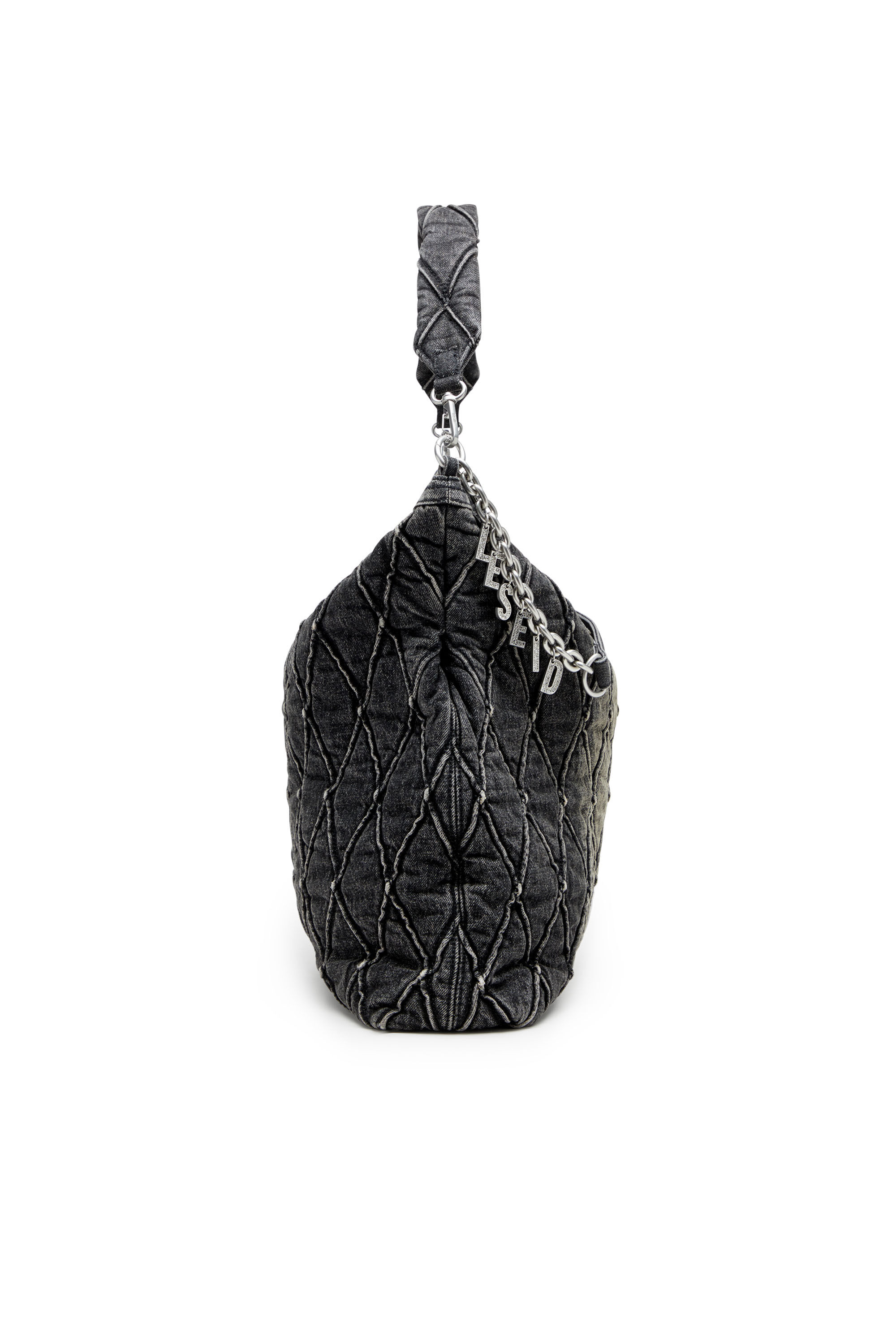 国内直営【DIESEL】charm-d hobo ホーボーバッグ 送料込 CHARM-D HOBO Charm-D-Large hobo in treated quilted denim