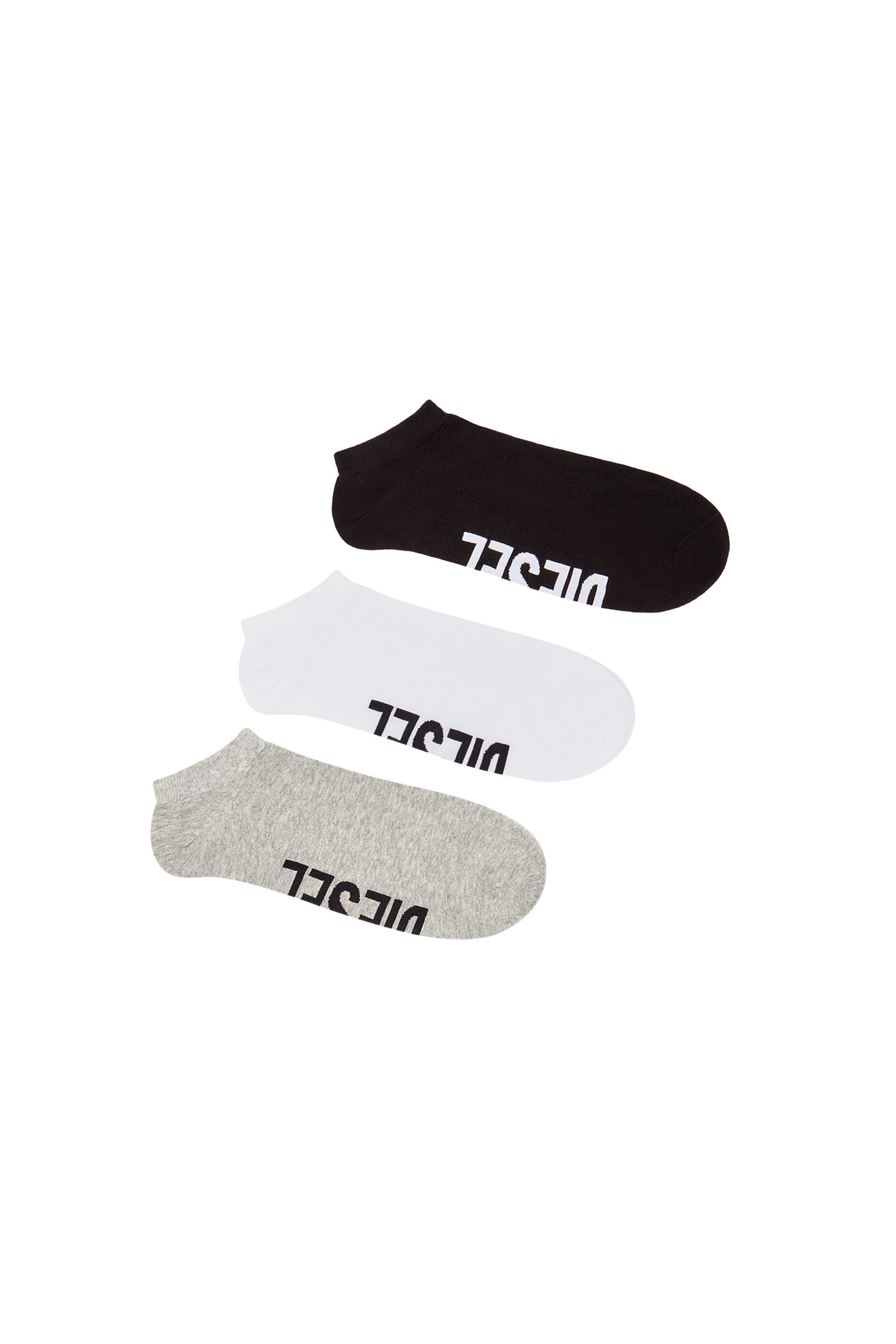 Diesel - SKM-GOST-THREEPACK, Male's 3-pack low-cut logo instep socks in ブラック/グレー - 1
