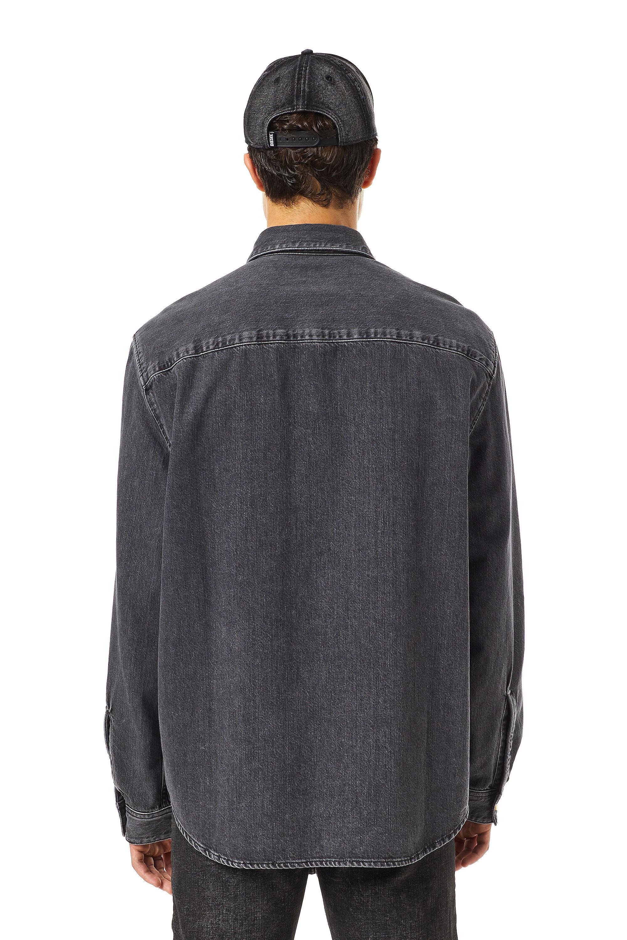 Diesel - D-SIMPLY BASIC SHIRT, Male's Shirt in denim in ブラック/ダークグレー - 5