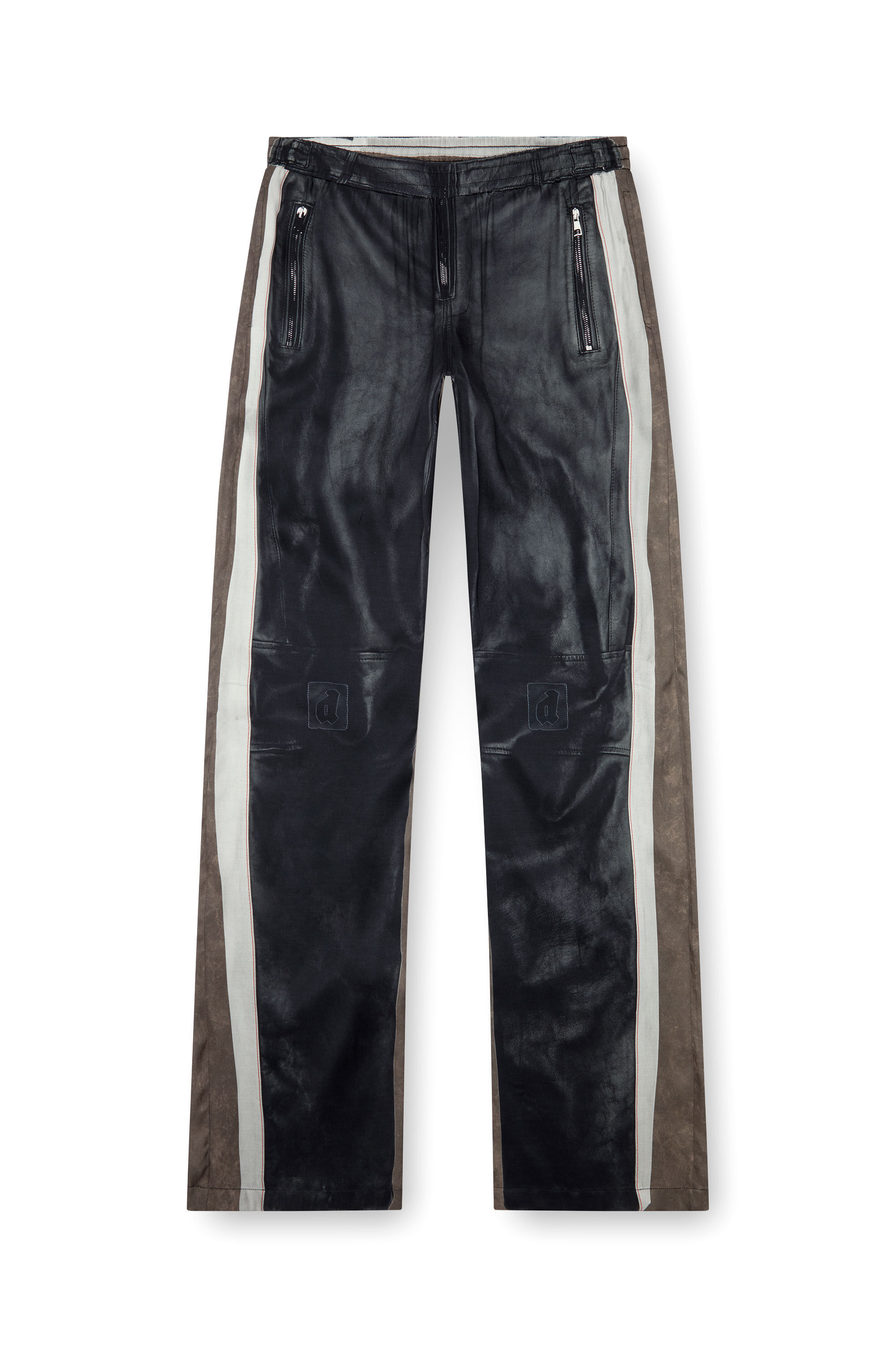 P-AFTER Viscose pants with leather-effect print｜ブラック｜メンズ｜DIESEL