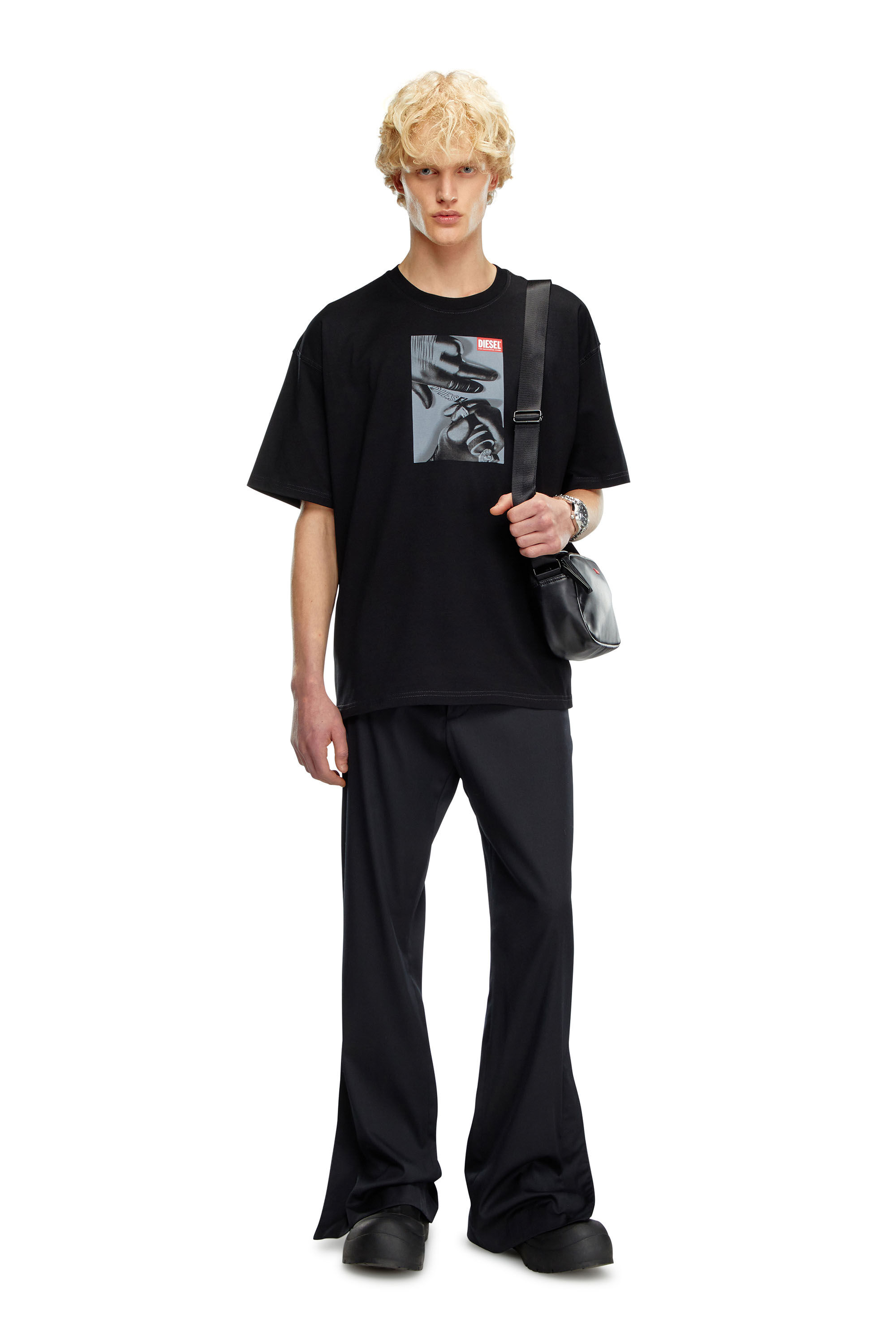 Diesel - T-BOXT-K4, Male's T-shirt with tattoo glove print in ブラック - 1