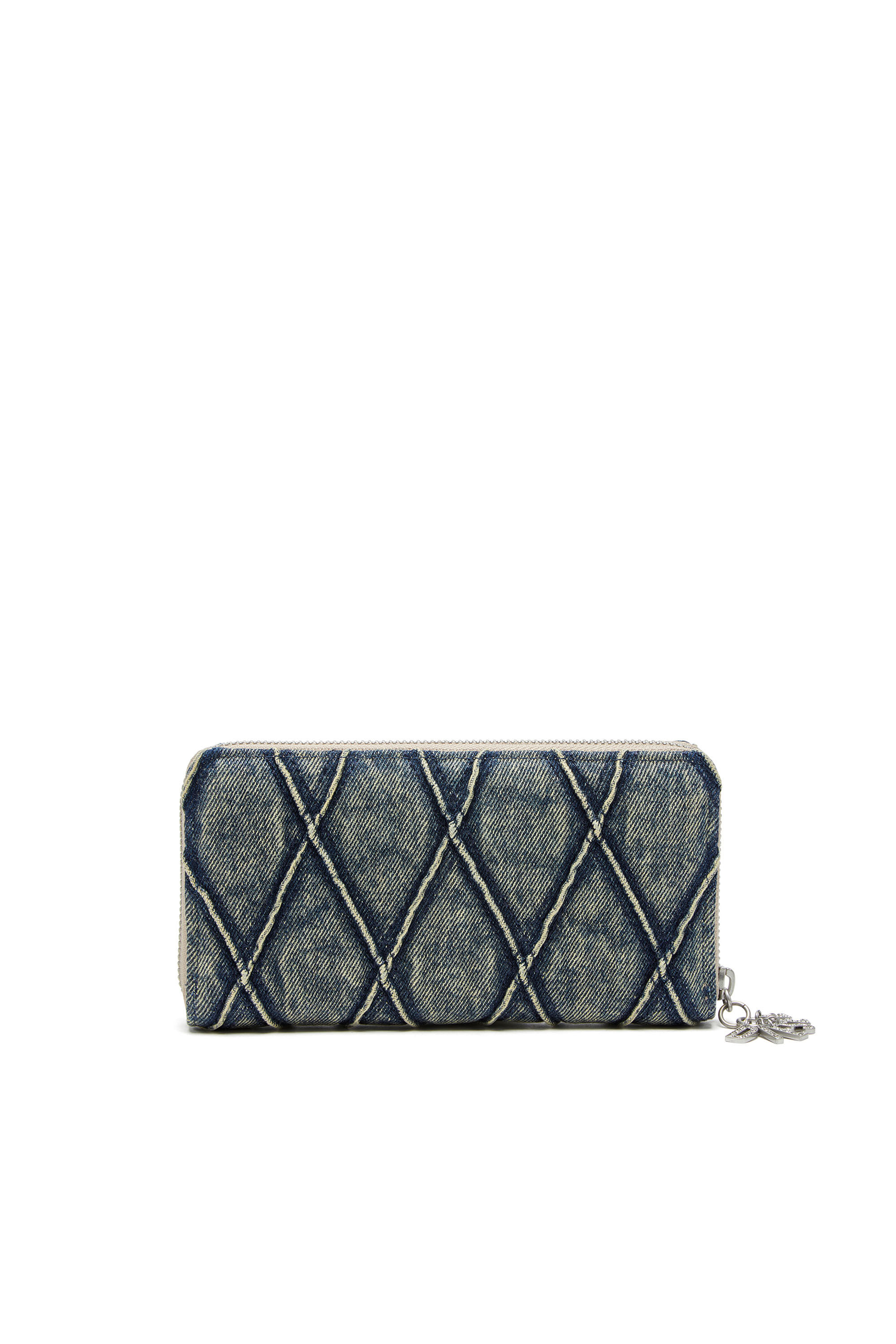 Diesel - CHARM-D CONTINENTAL ZIP L, Female's Zip wallet in Argyle quilted denim in ダークブルー - 2