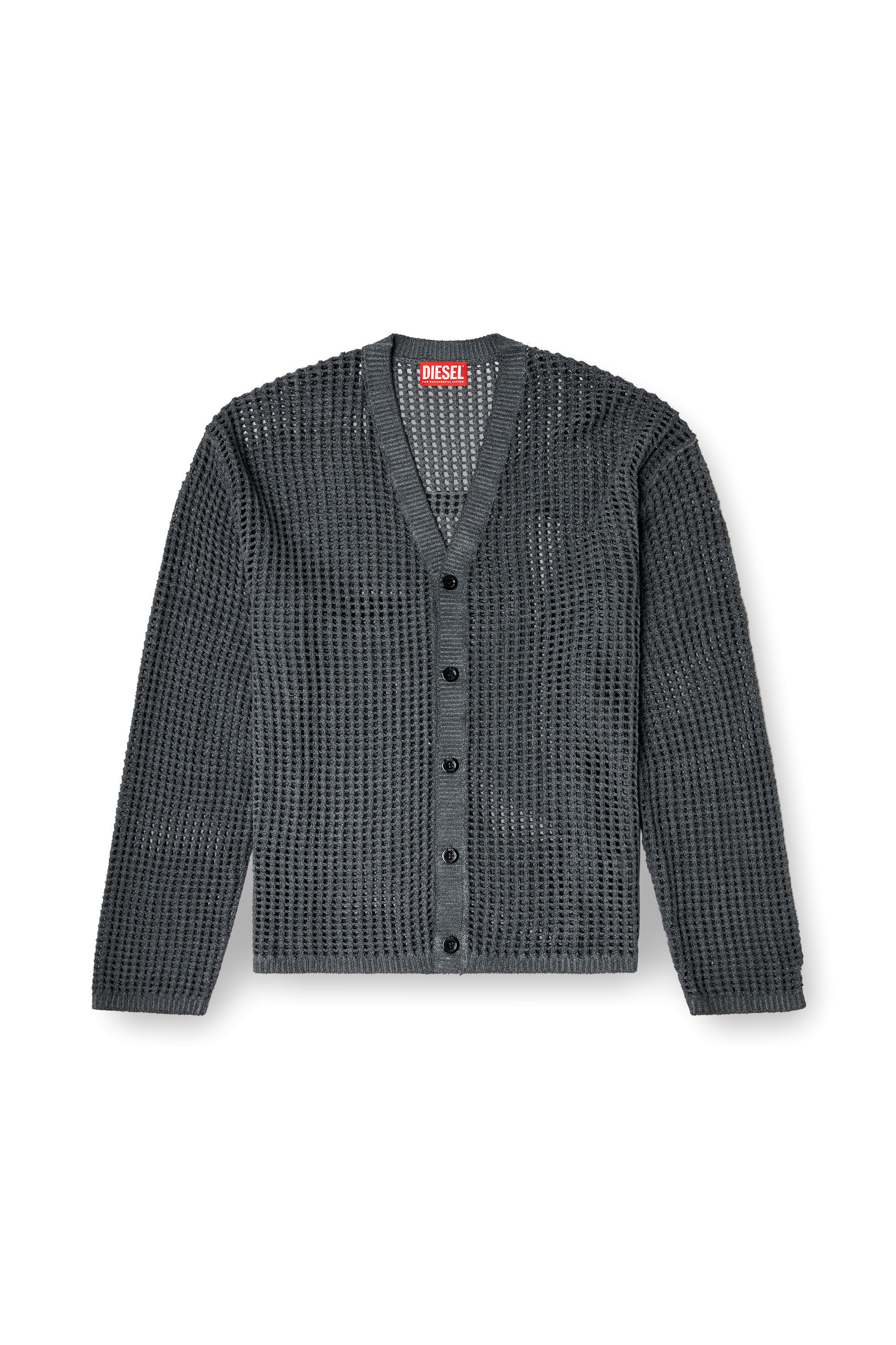DIESEL グレー カーディガン　キラキラ K-ROQUETE カーディガン｜グレー｜メンズ｜DIESEL