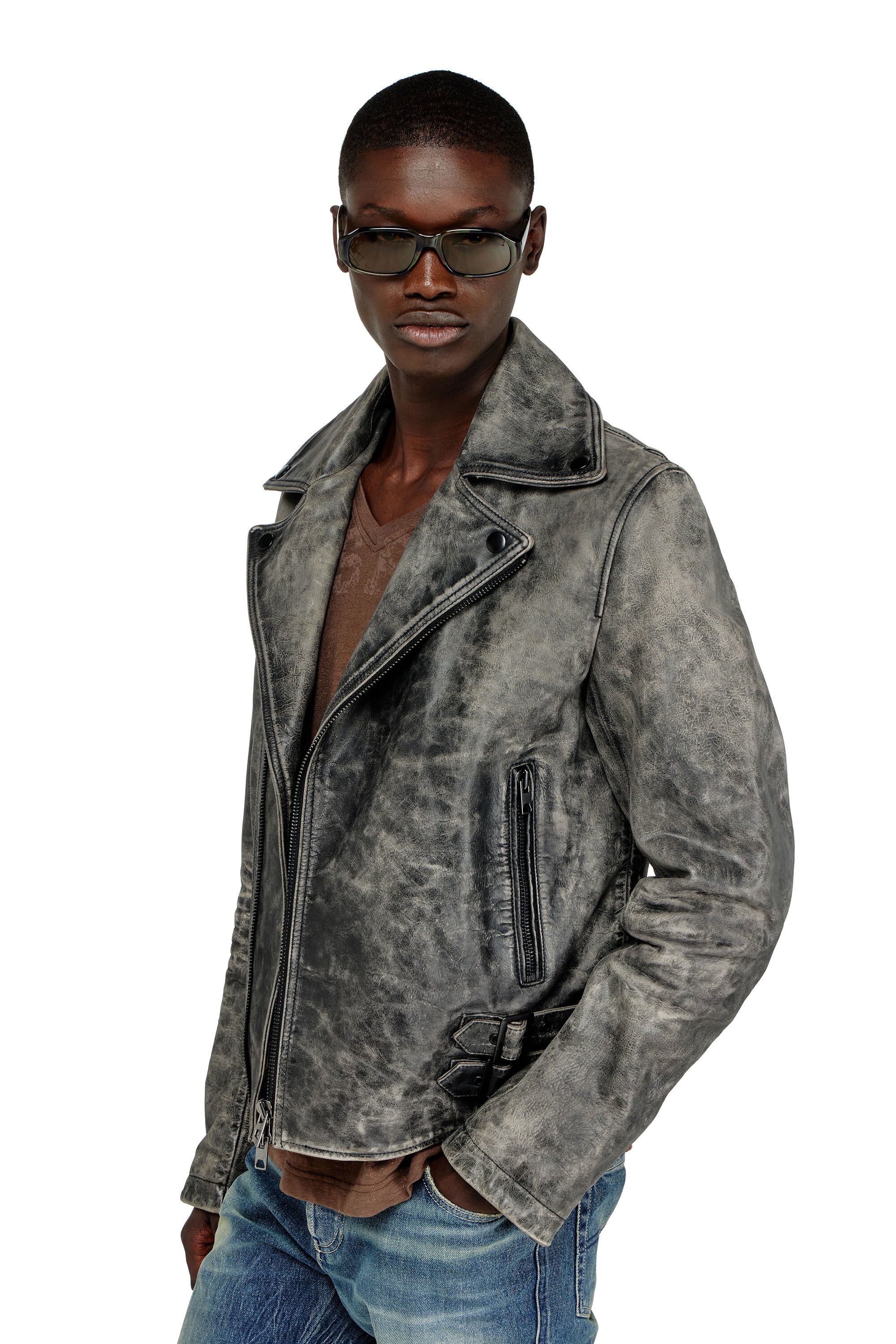 Diesel - L-EON-CJCM, Male's レザージャケット in ダークグレー - 4
