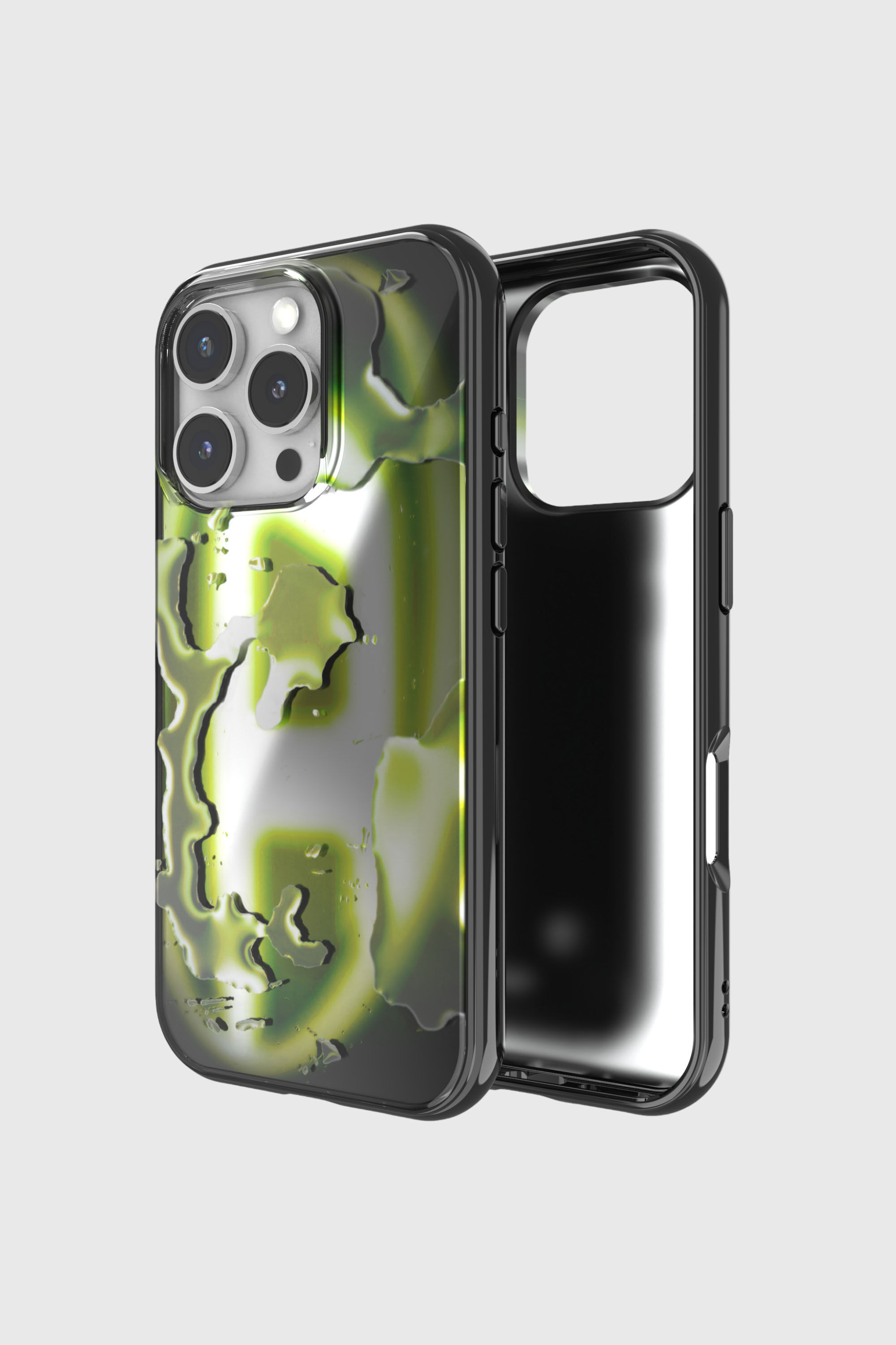 Diesel - 60168 AOP CASE, Unisex's Oval D Neon Case for iP 16 Pro in Yellow - 1