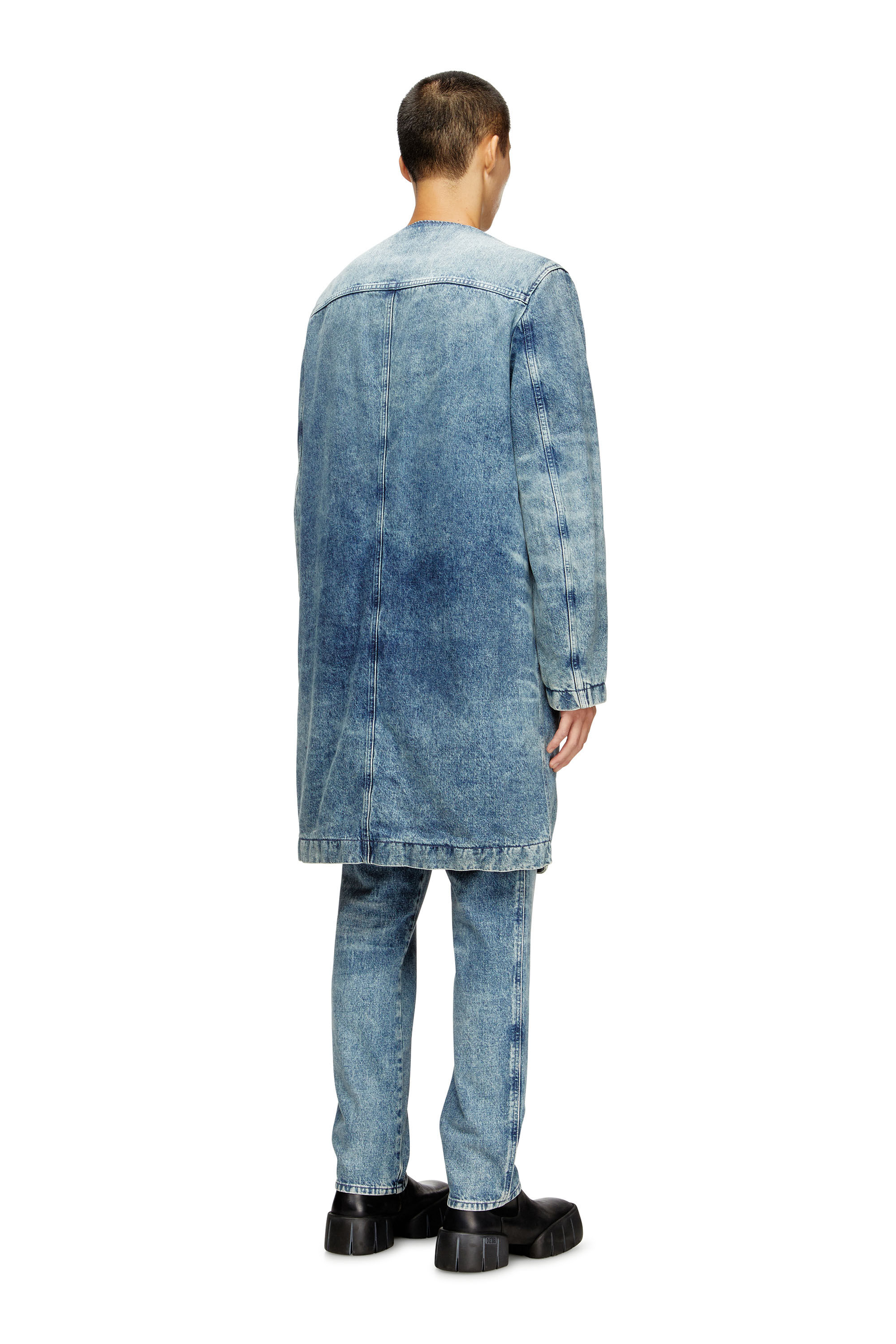 D-ABERD-FSH1 Coat in lasered cotton-hemp denim｜ブルー｜メンズ｜DIESEL