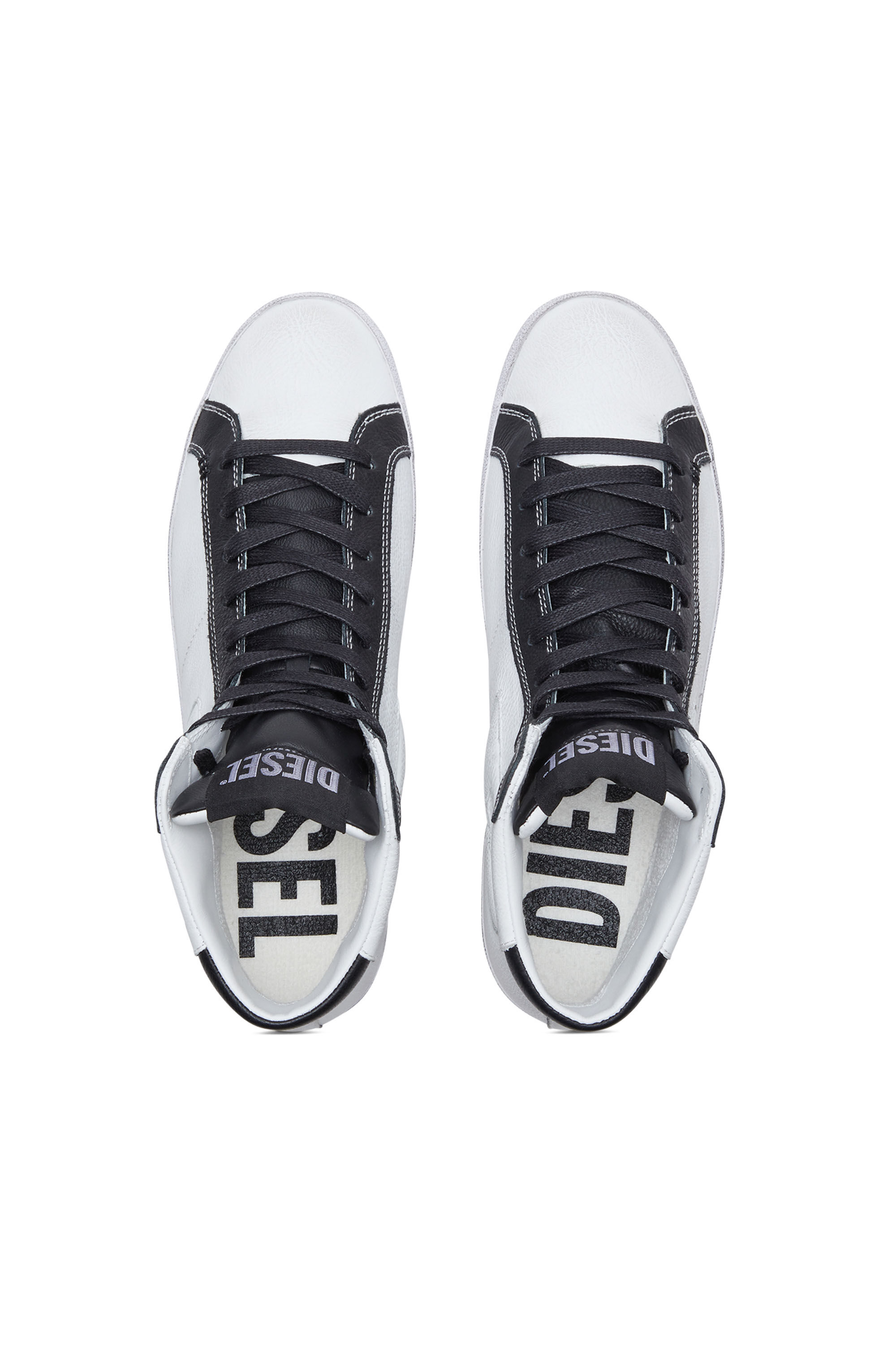 Diesel - S-LEROJI MID X, Male's カウレザー ミッドカットスニーカー - S-Leroji Mid X in ブラック/ホワイト - 5