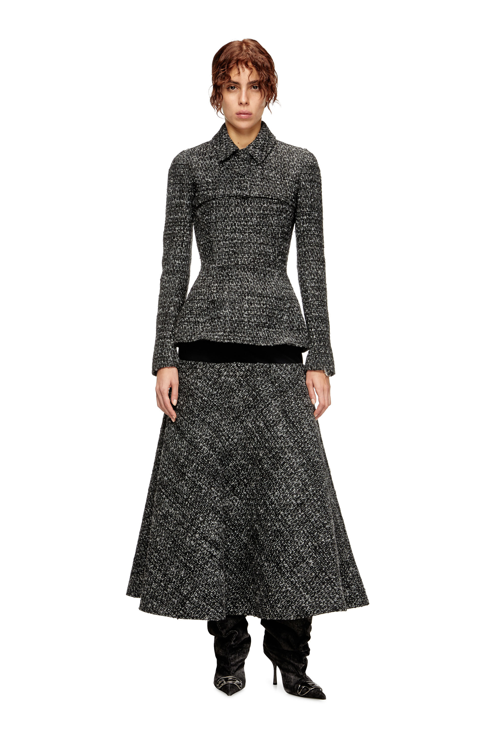 G-ANNE Bouclé jacket with ultra-crop hem｜ブラック｜ウィメンズ｜DIESEL