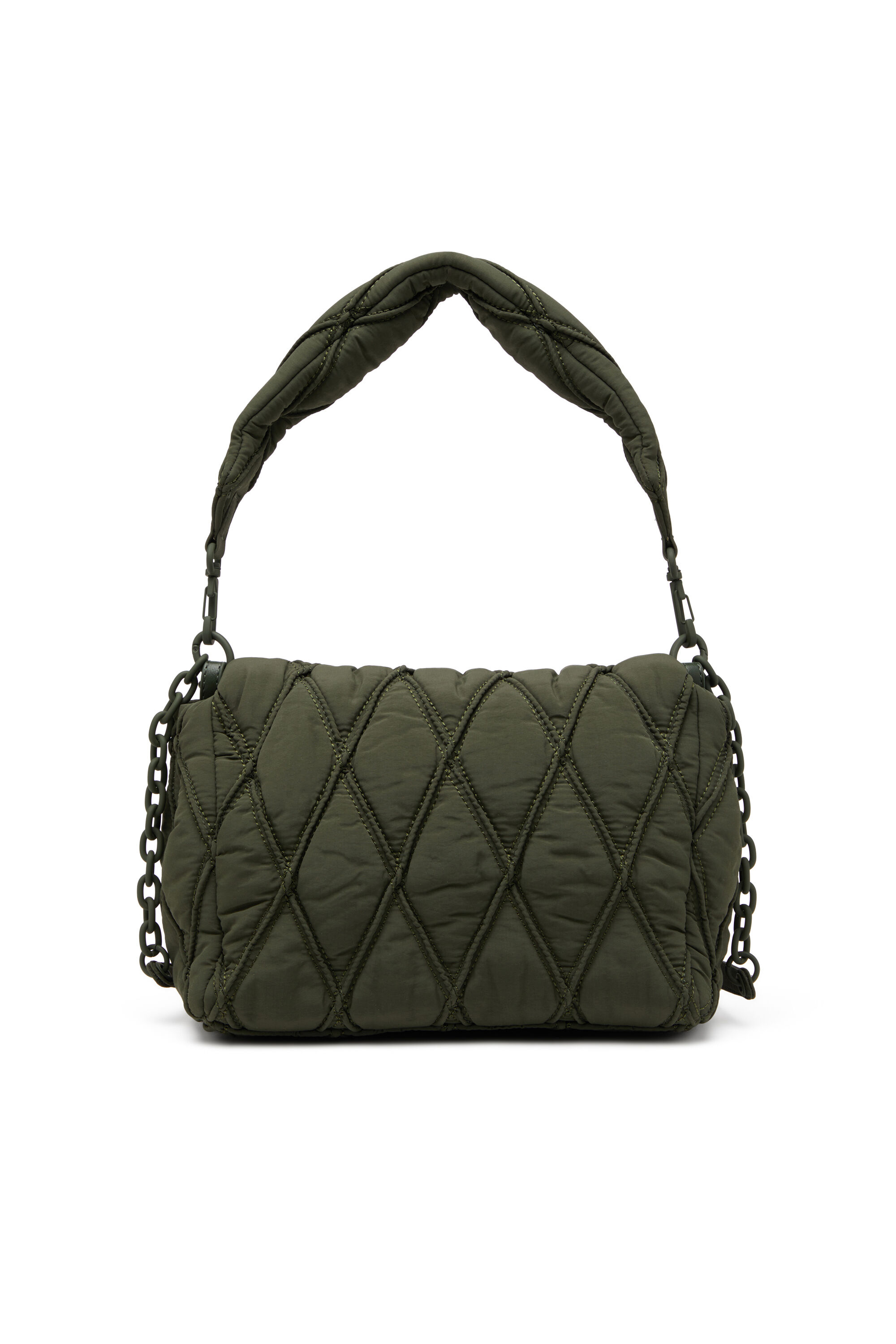 Diesel - CHARM-D SHOULDER M, Female's Charm-D M-Shoulder bag in quilted nylon in ダークグリーン - 3